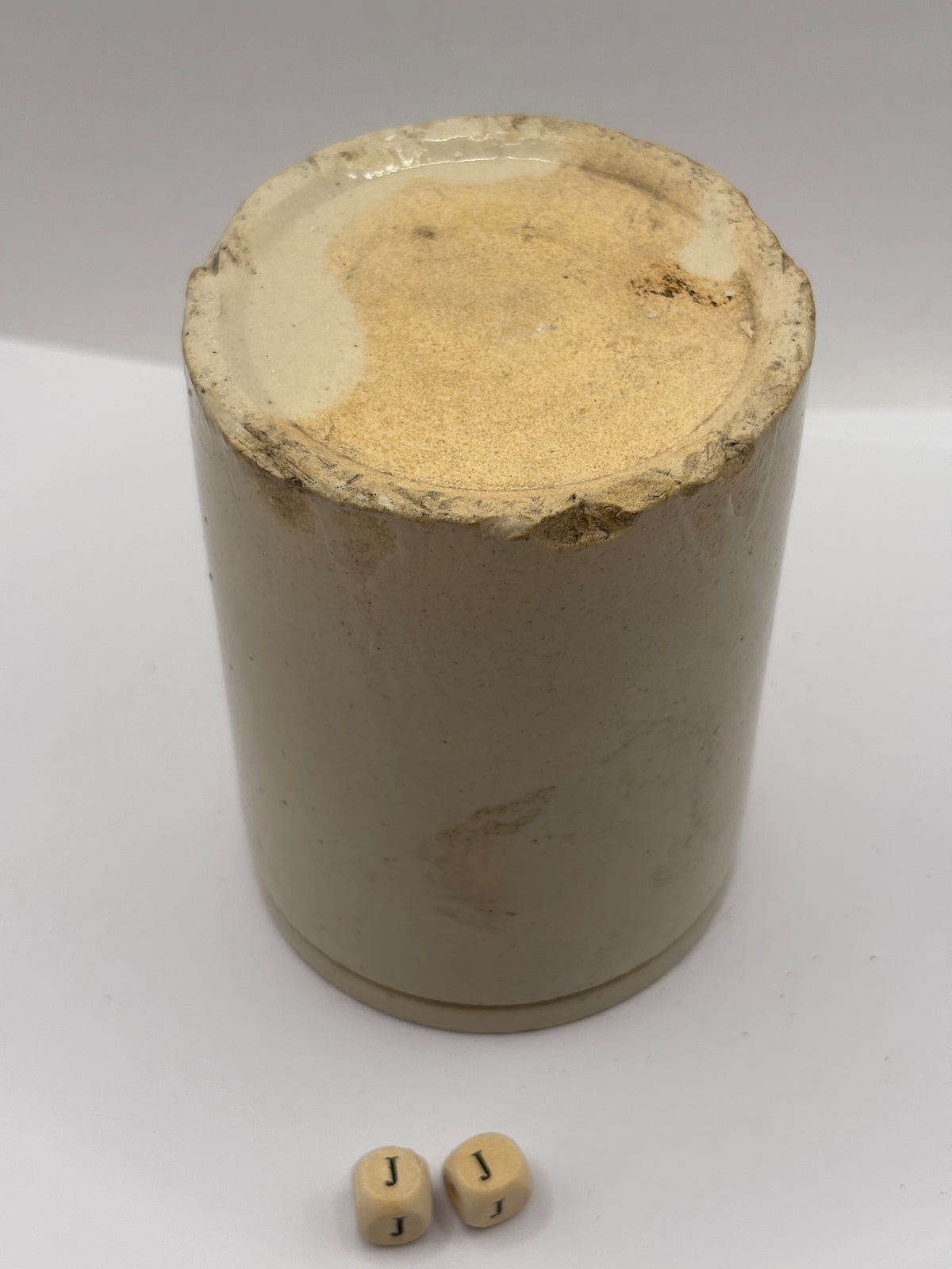 Old 1lb smooth stoneware jam pot (JJ)