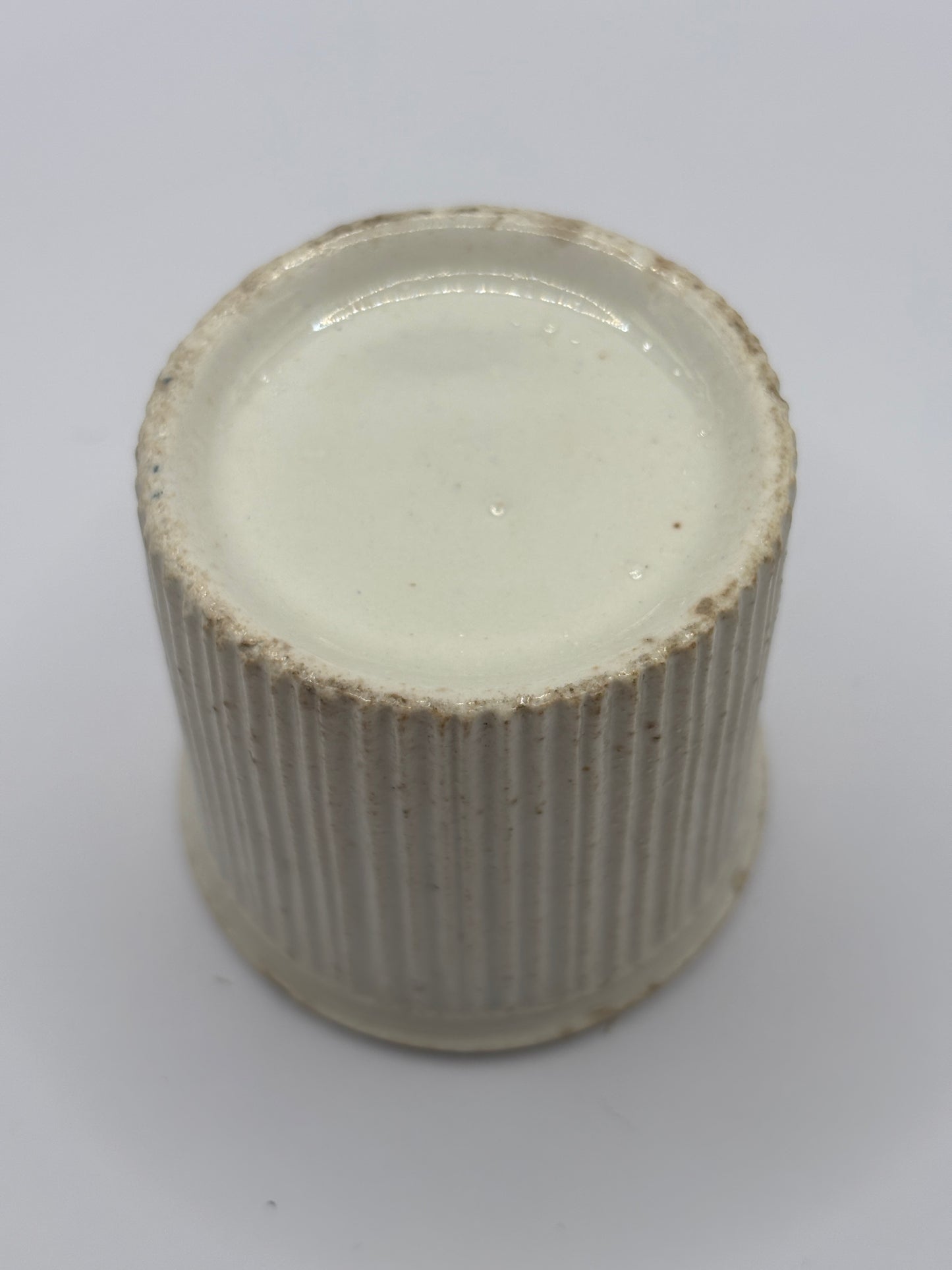 Early ribbed stoneware jam & marmalade pot