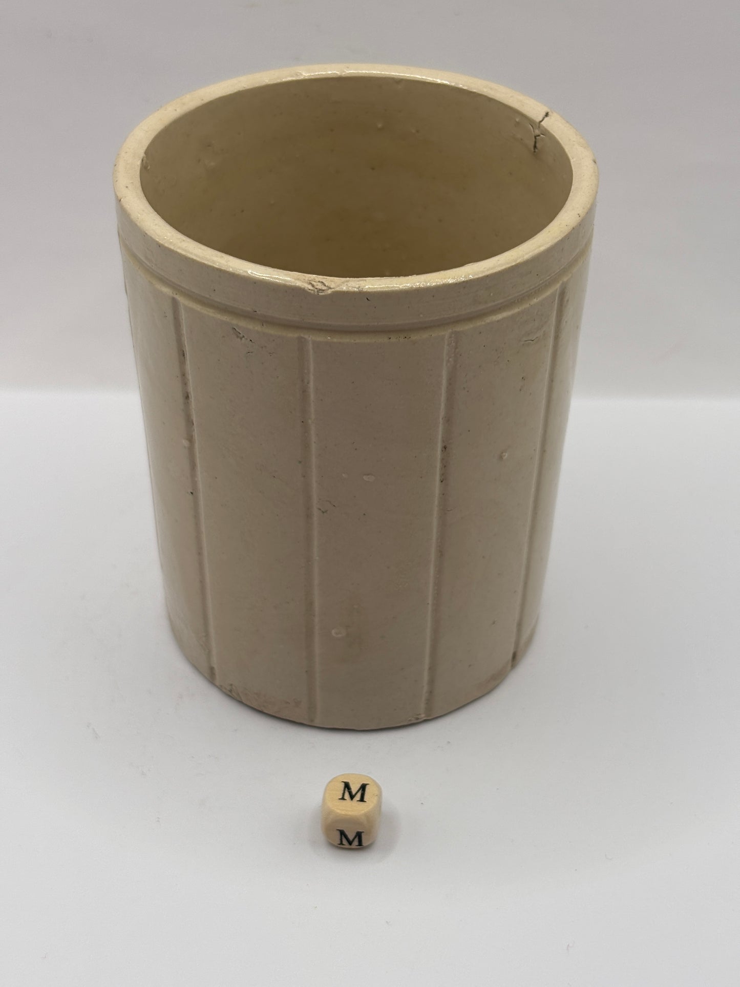 Old 1lb ribbed stoneware jam pot (m)Hartleys