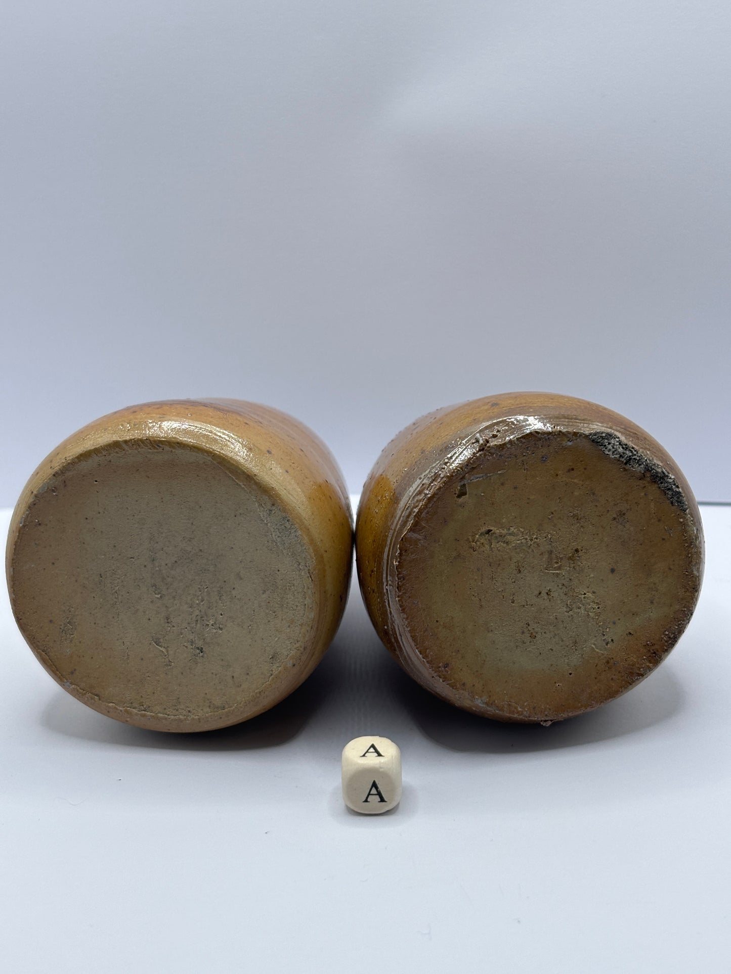 2 old stoneware cone inks, ink bottles inkwells