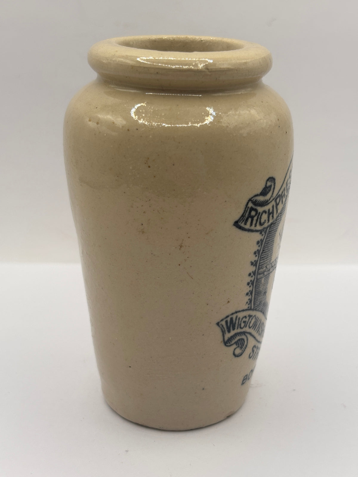 Old advertising cream pot, rich preserved cream stranraer, milkmaid