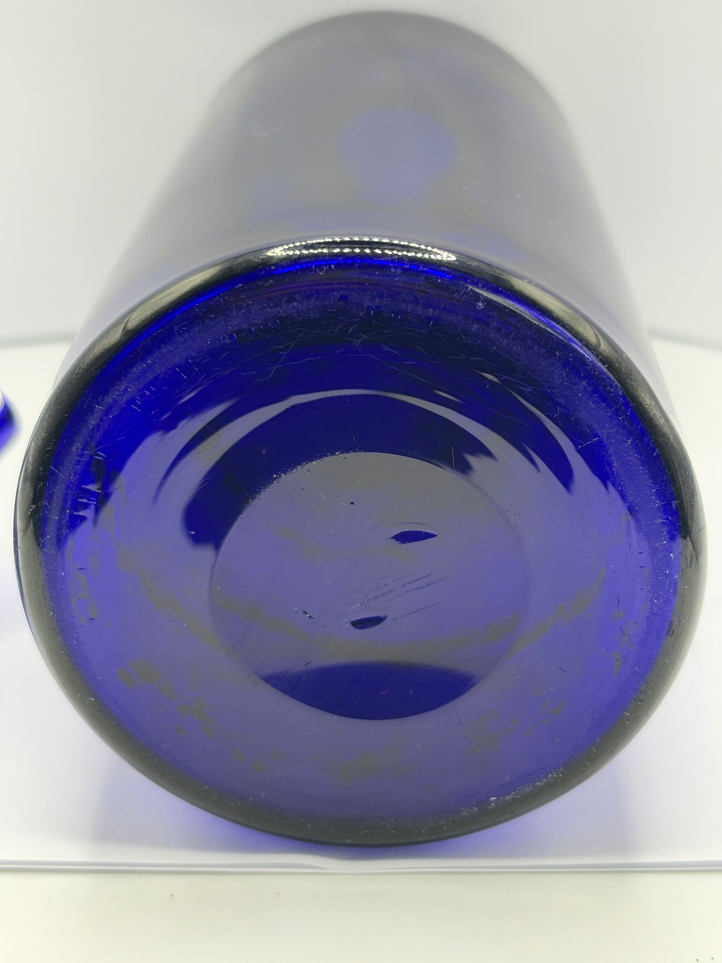 Old blue glass chemist jar, chemist round. Pharmacy