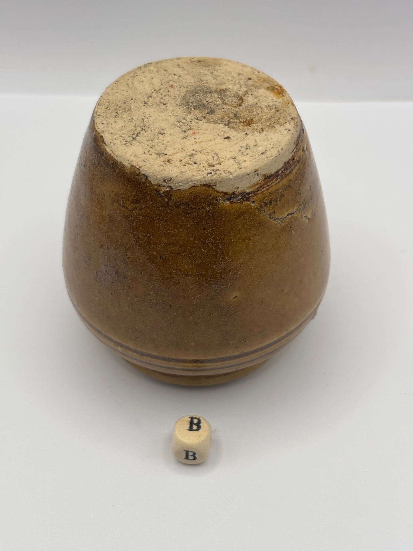 Old brown stoneware honey pot (B)