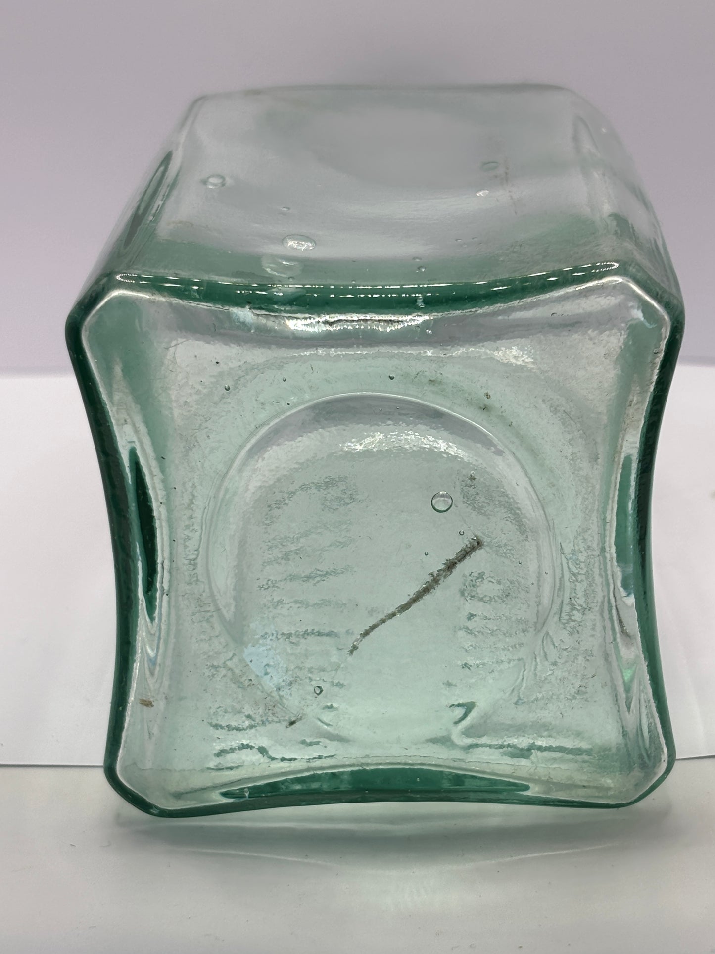 Old large aqua glass Chivers Cardiff advertising jar