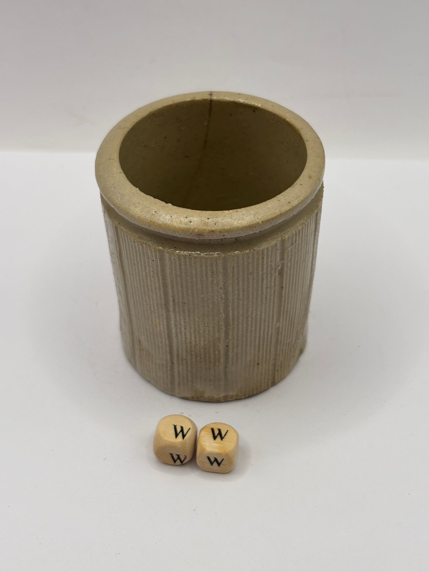Old mini ribbed stoneware jam pot (ww)