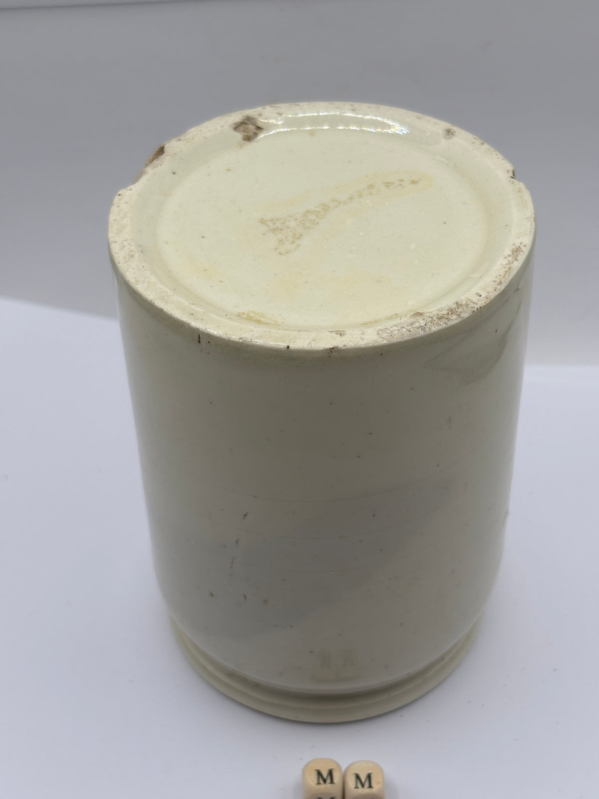 Old 2lb rolled top stoneware jam pot (mm)
