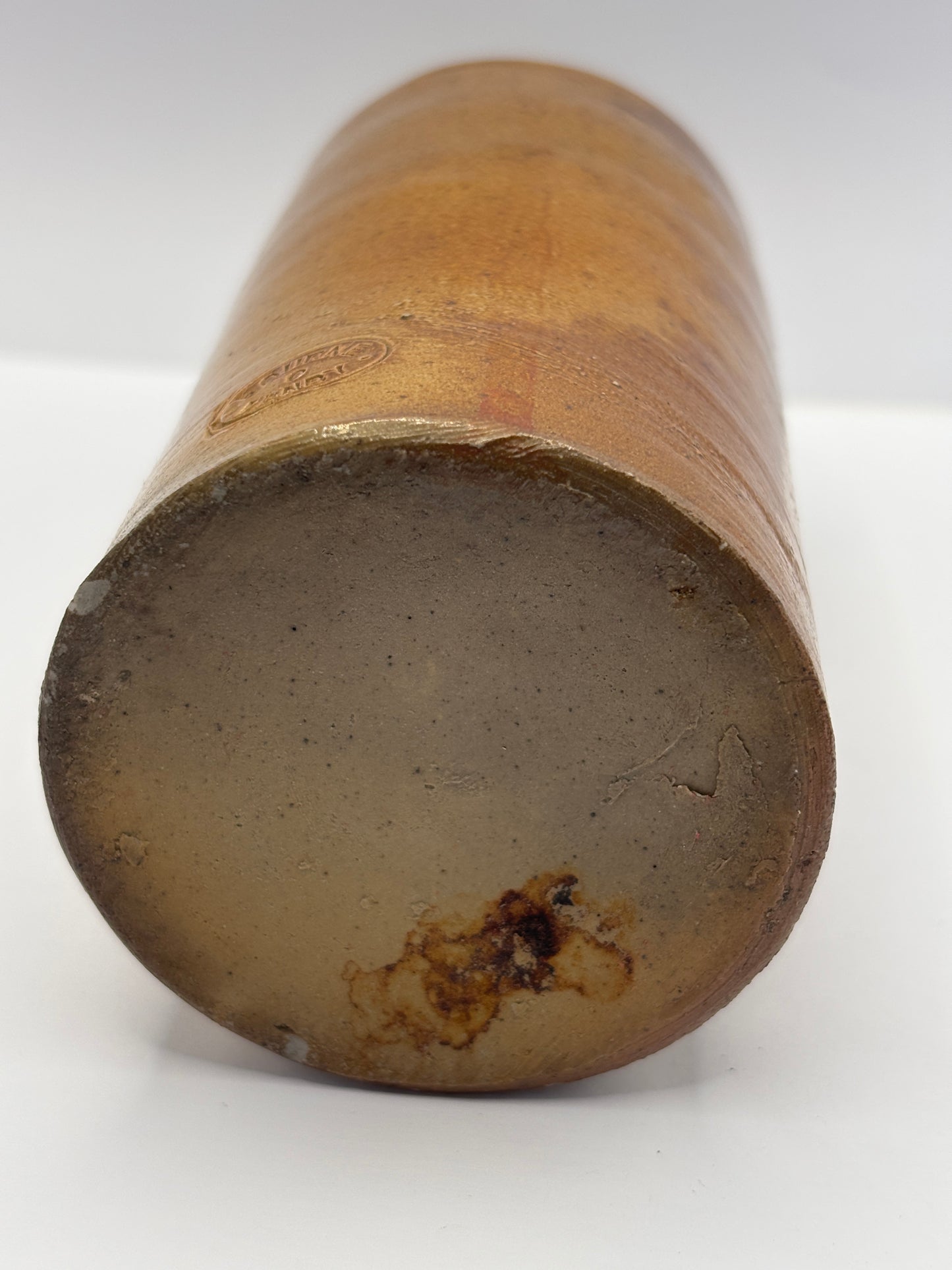 Old brown stoneware ink bottle, Giessen Blue