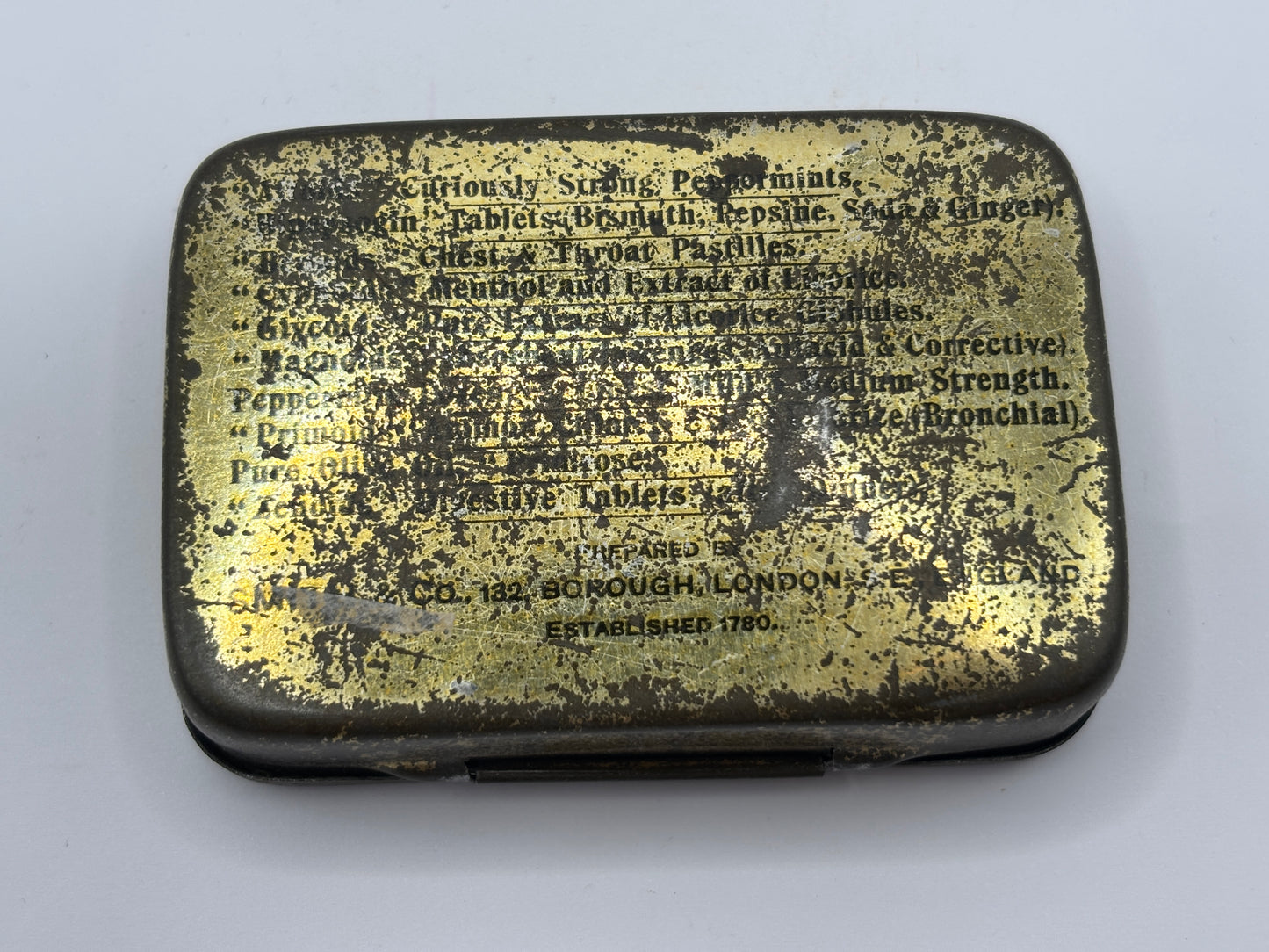 Old advertising tin,compound bismuth lozenges