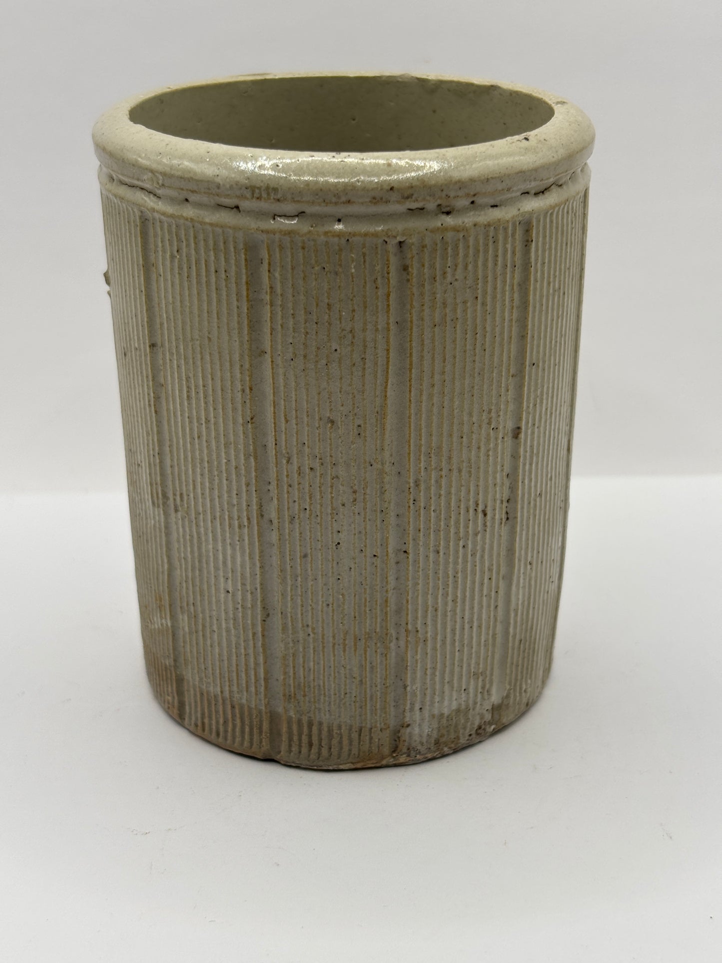 Old 1lb ribbed stoneware jam pot
