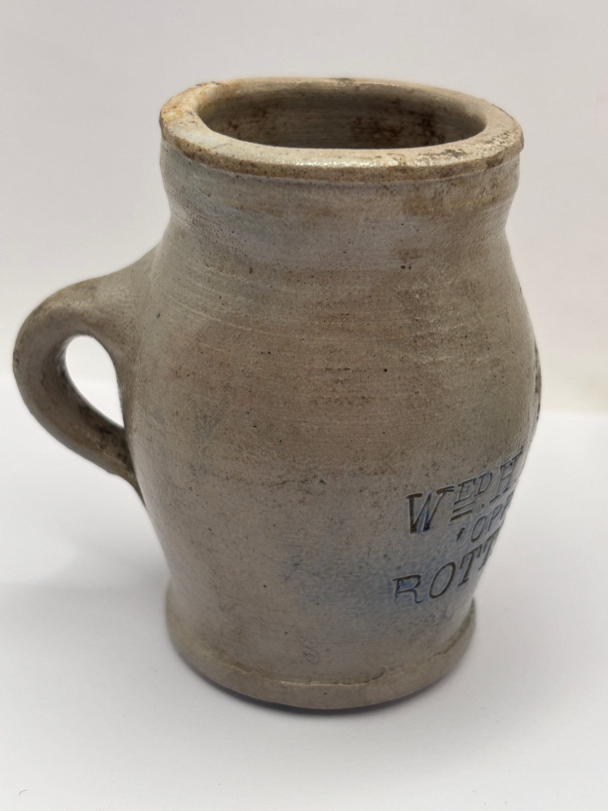 Old stoneware advertising jar, mustard jar, Rotterdam