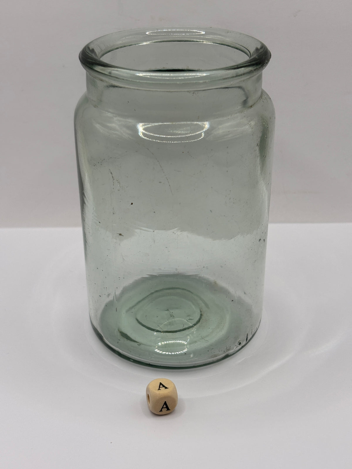Old aqua glass pickle jar (a)