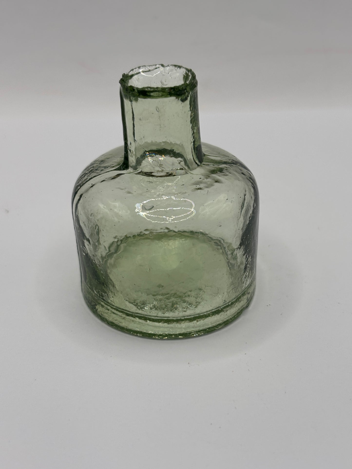 old greeny glass ink,inkwell, ink bottle