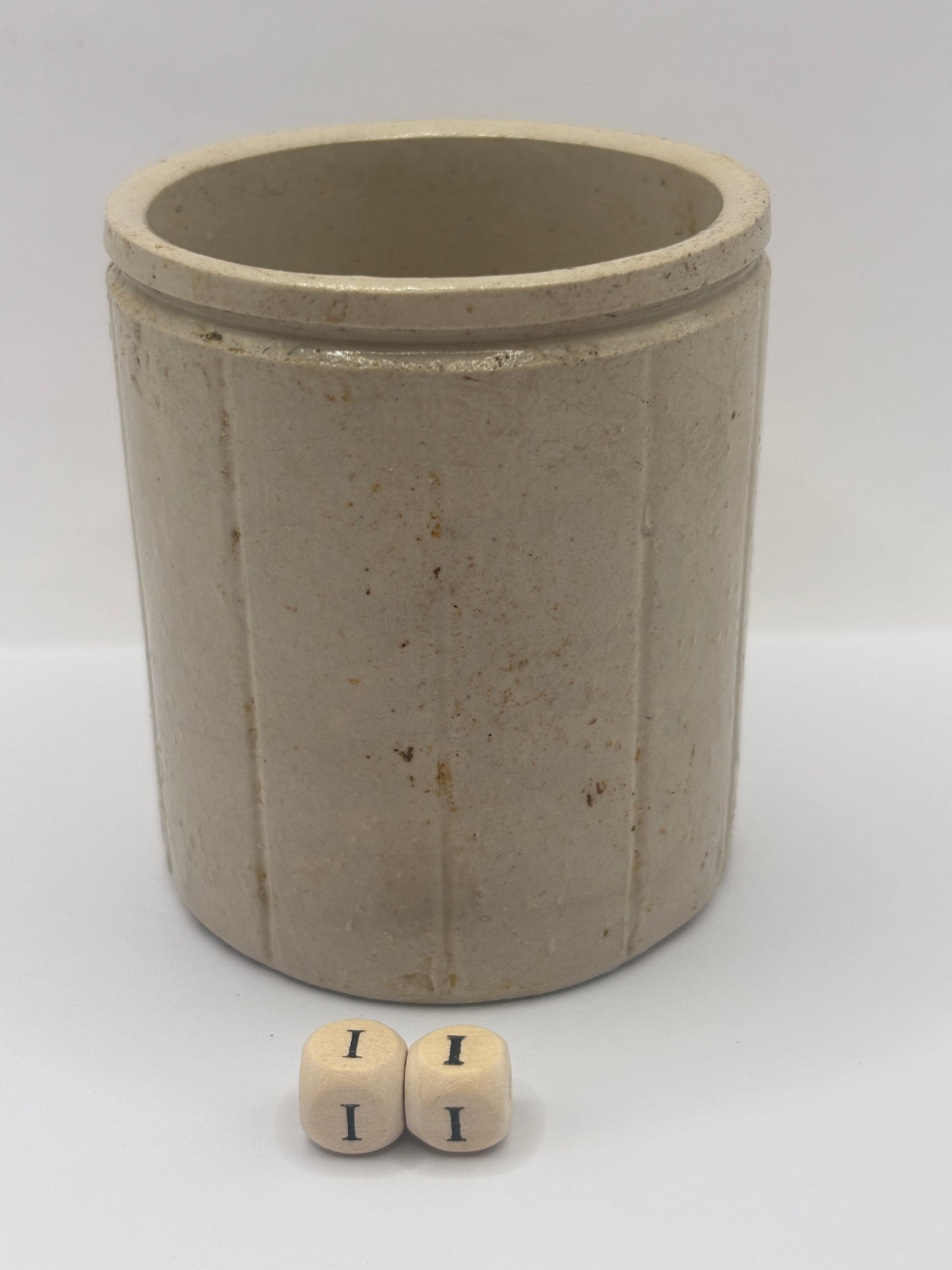 Old small ribbed advertising stoneware jam pot. Hartleys (ii)