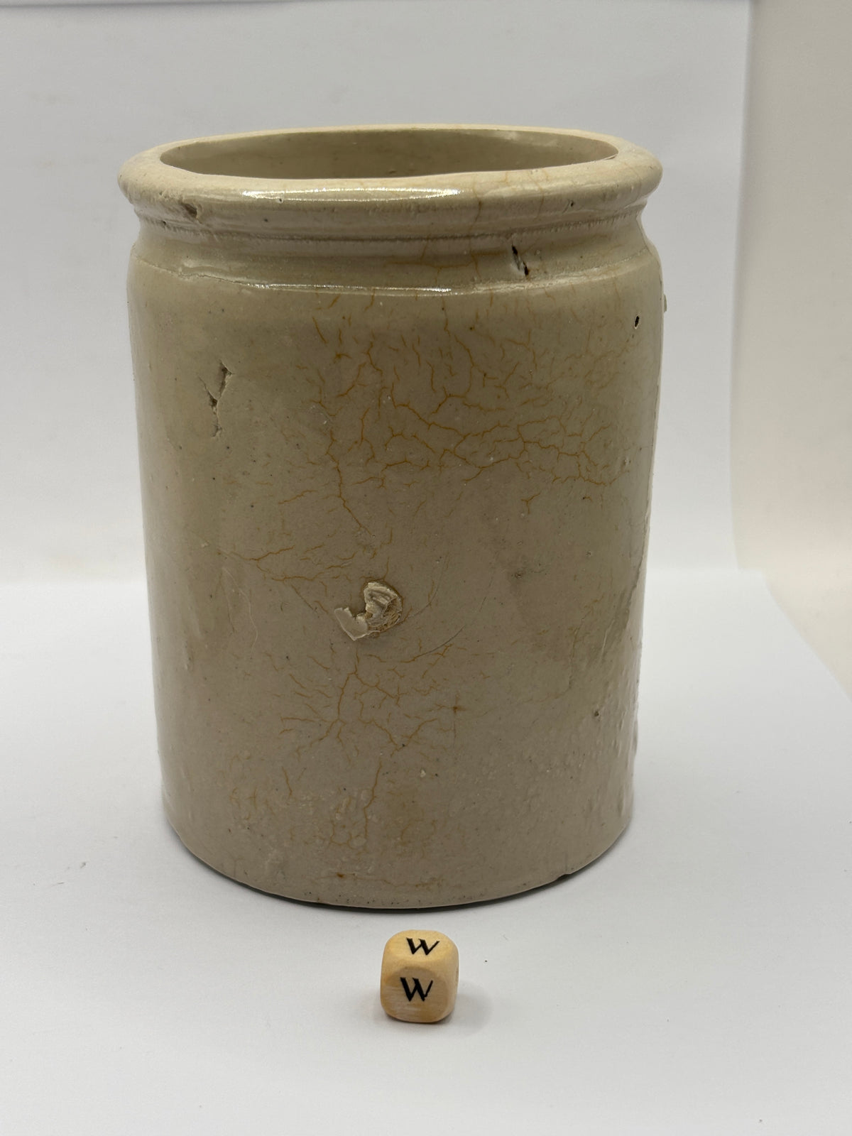Old 1lb rolled top stoneware marmalade jar (w)