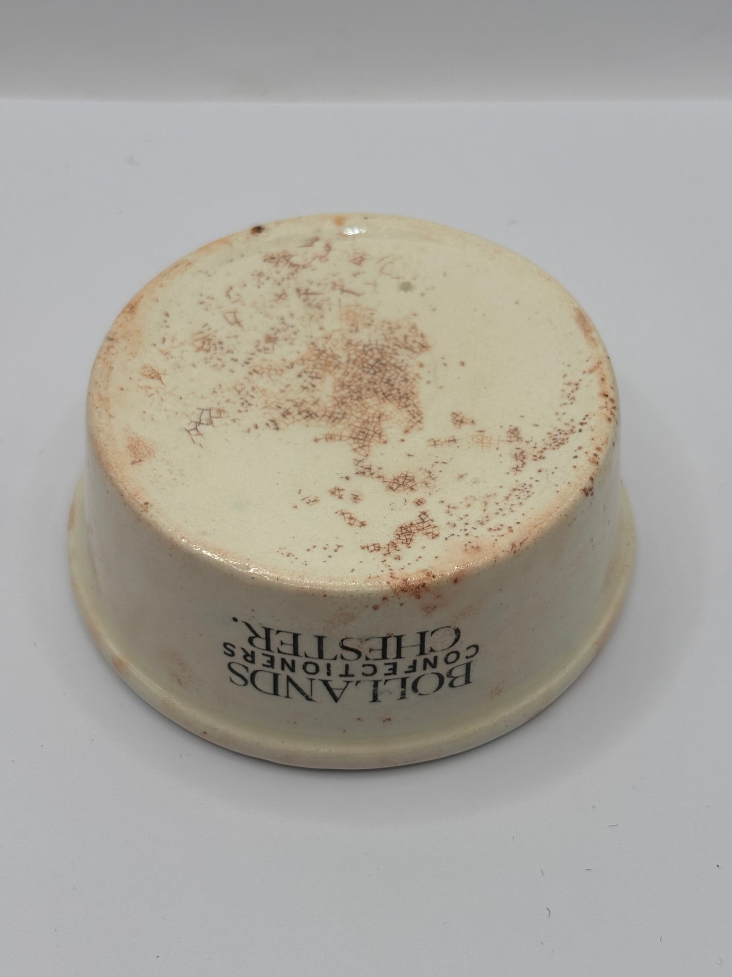 Old Bollands advertising meat paste pot, Bollands confectioners Chester