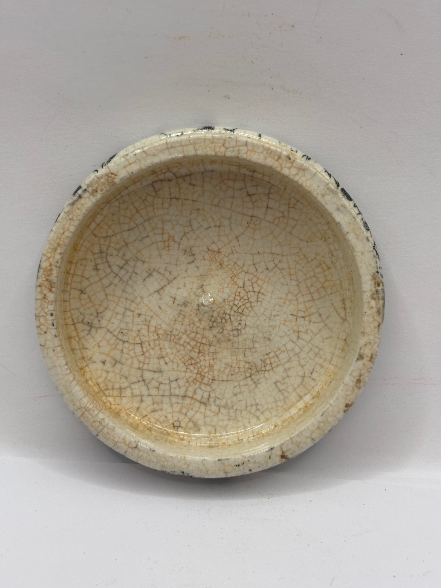 Old advertising lid, Jewsbury & brown oriental tooth paste. Damaged