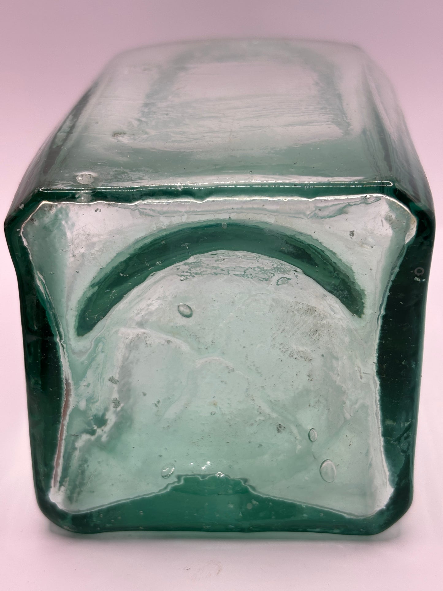 Old square aqua glass pickle jar
