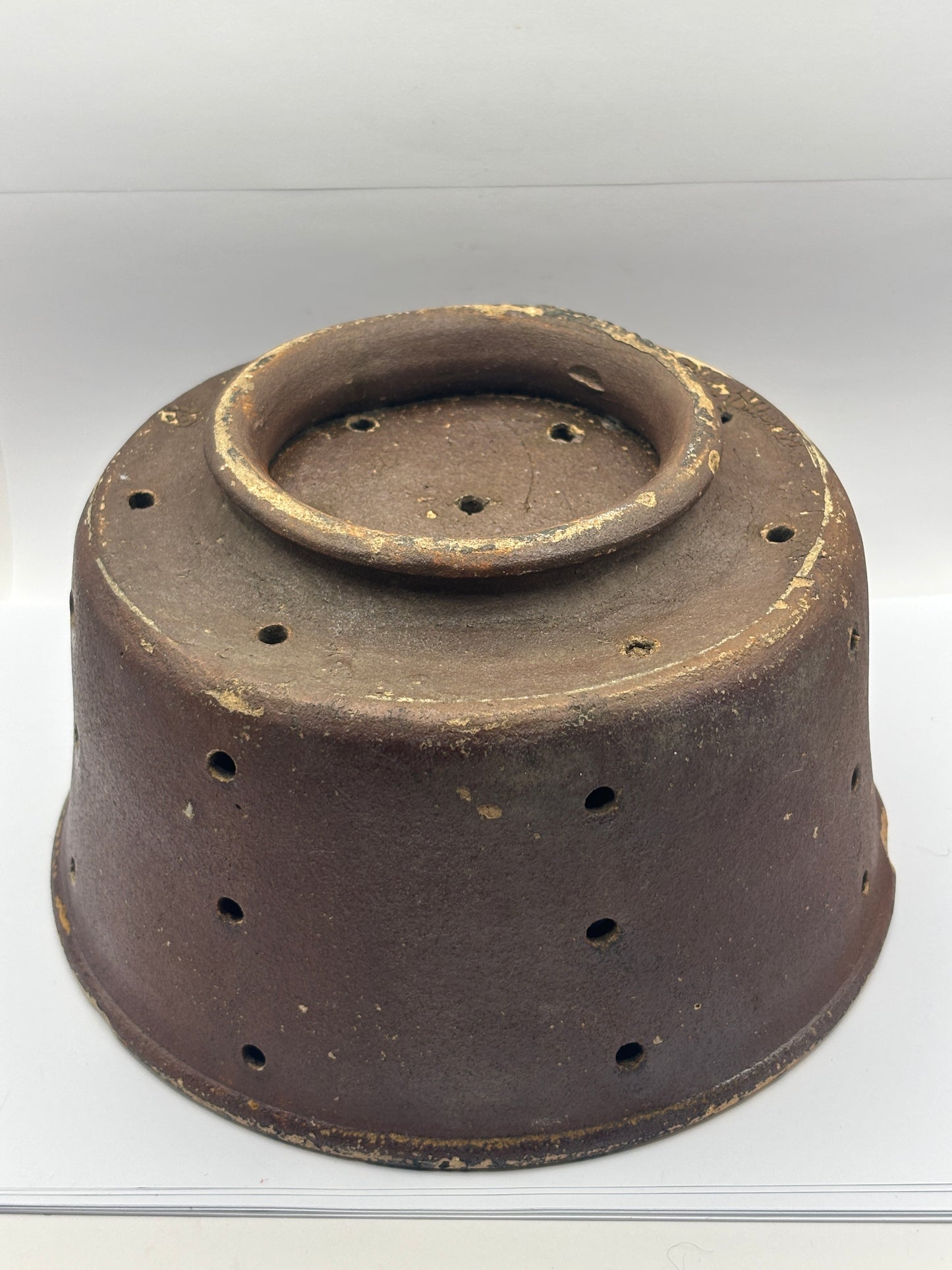 Old french stoneware cheese strainer, cheese mold (J)