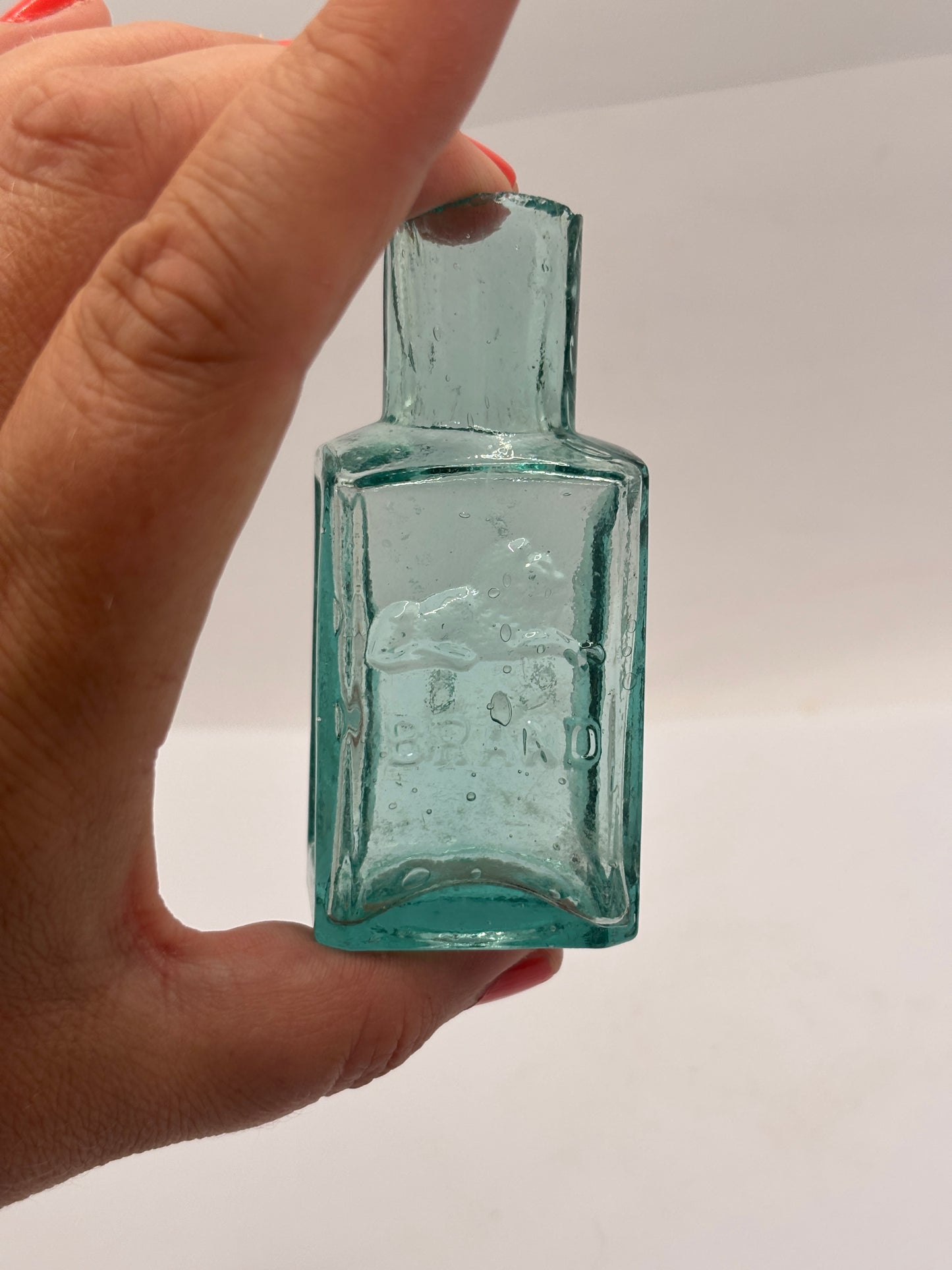 Old advertising inkwell,ink bottle, Lion brand