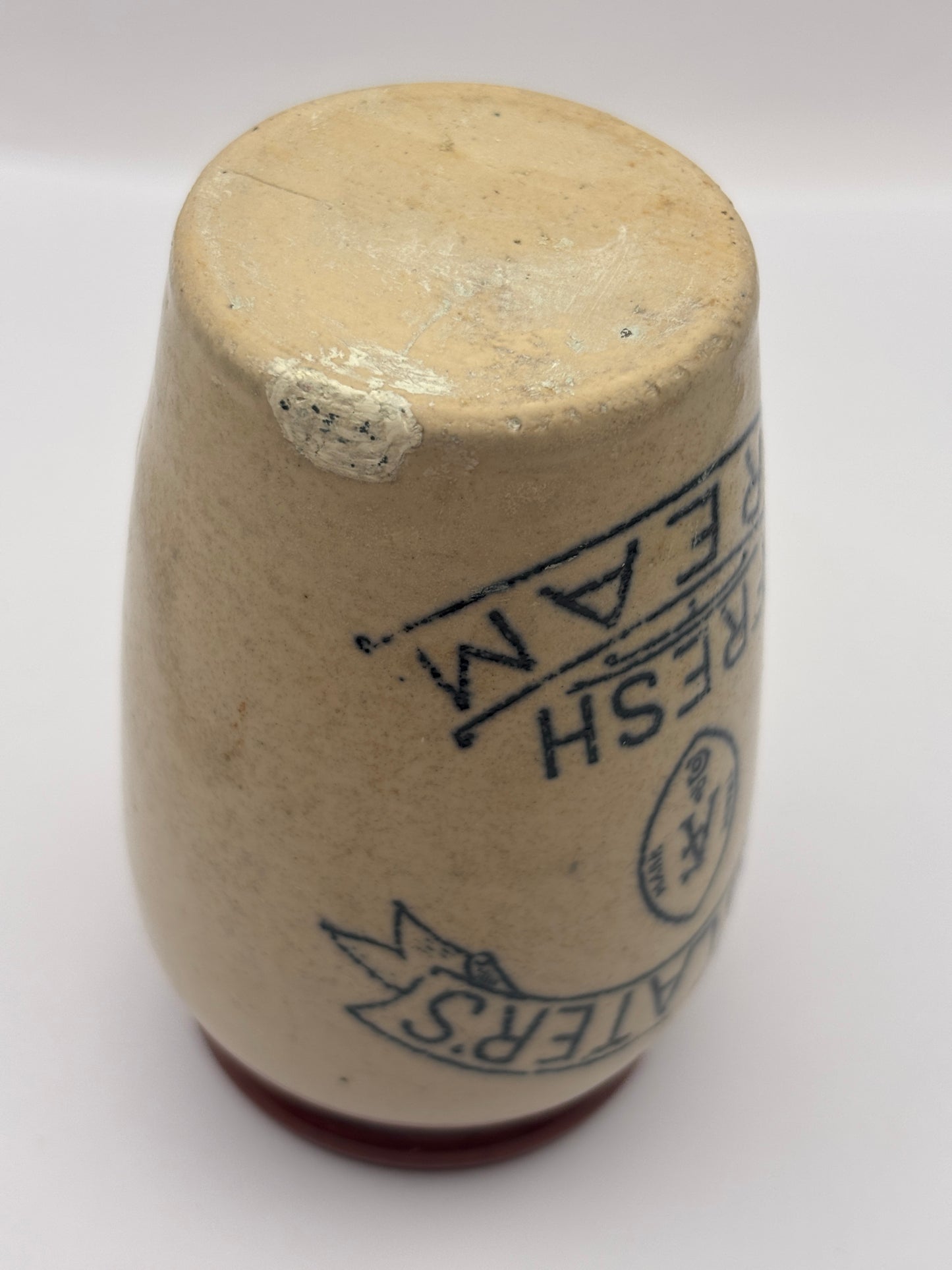 Old advertising cream pot, Find Later’s fresh cream. Small repair