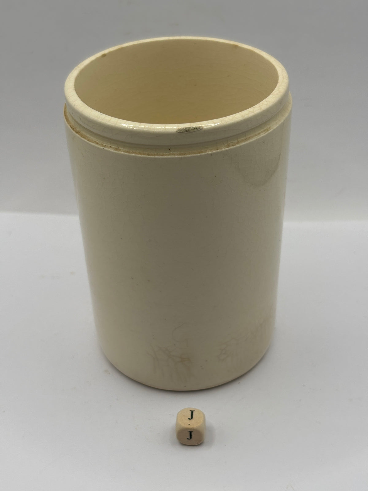 Old 1lb stoneware marmalade pot, James Keiller Dundee marmalade (J)