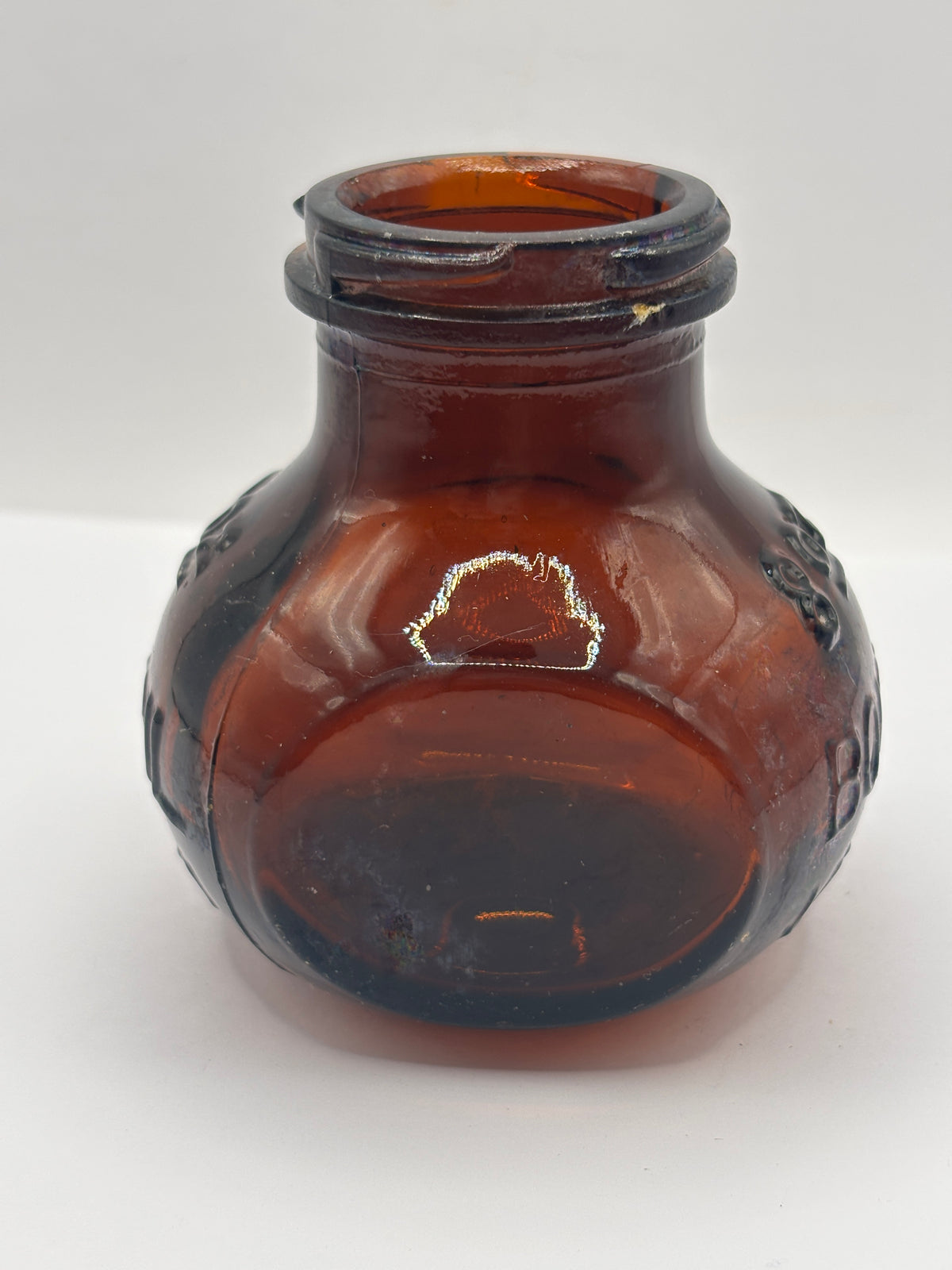 Old 8oz amber glass advertising Bovril bottle