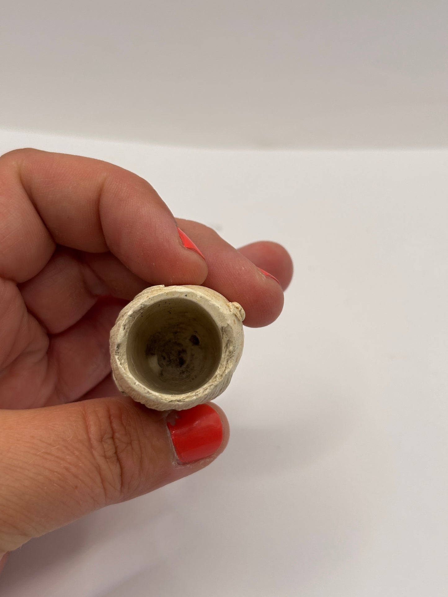 Old figural clay pipe head, pipe bowl