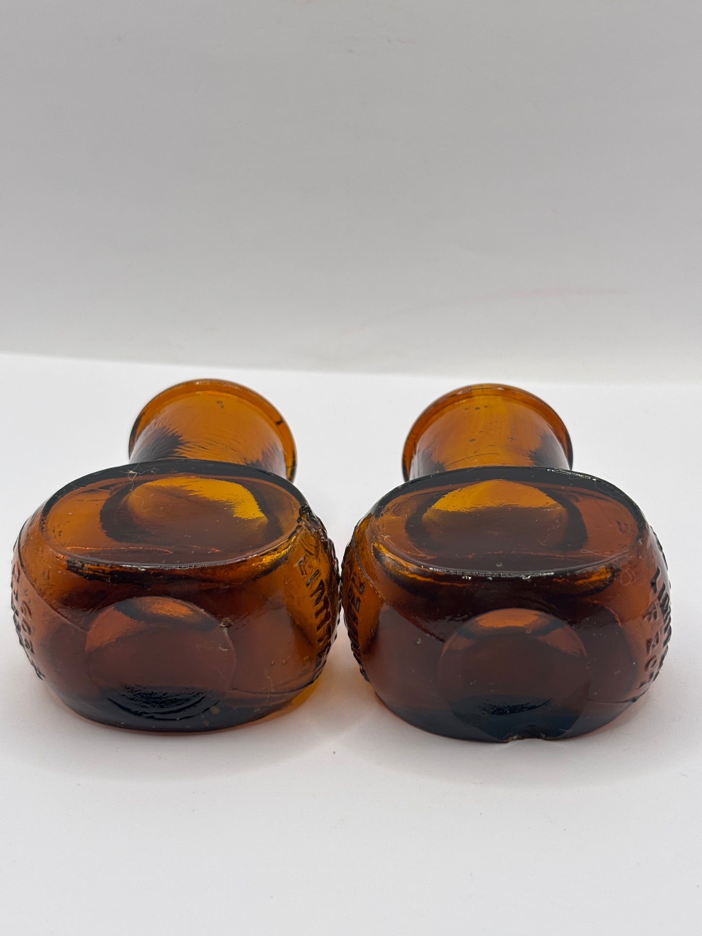 2 old amber glass bovril bottles 2oz