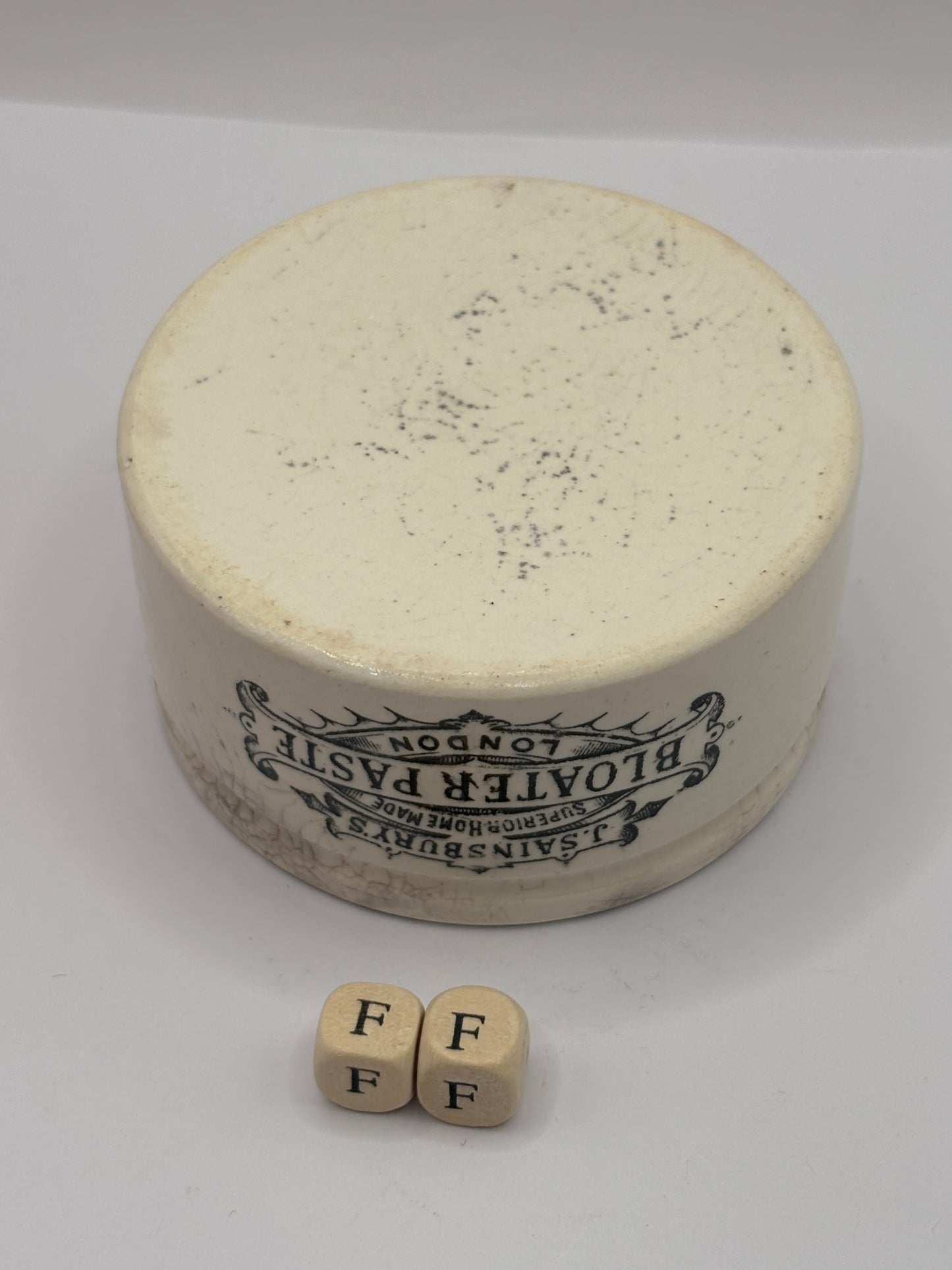 Old advertising meat paste pot, J.Sainsburys bloater paste (FF)