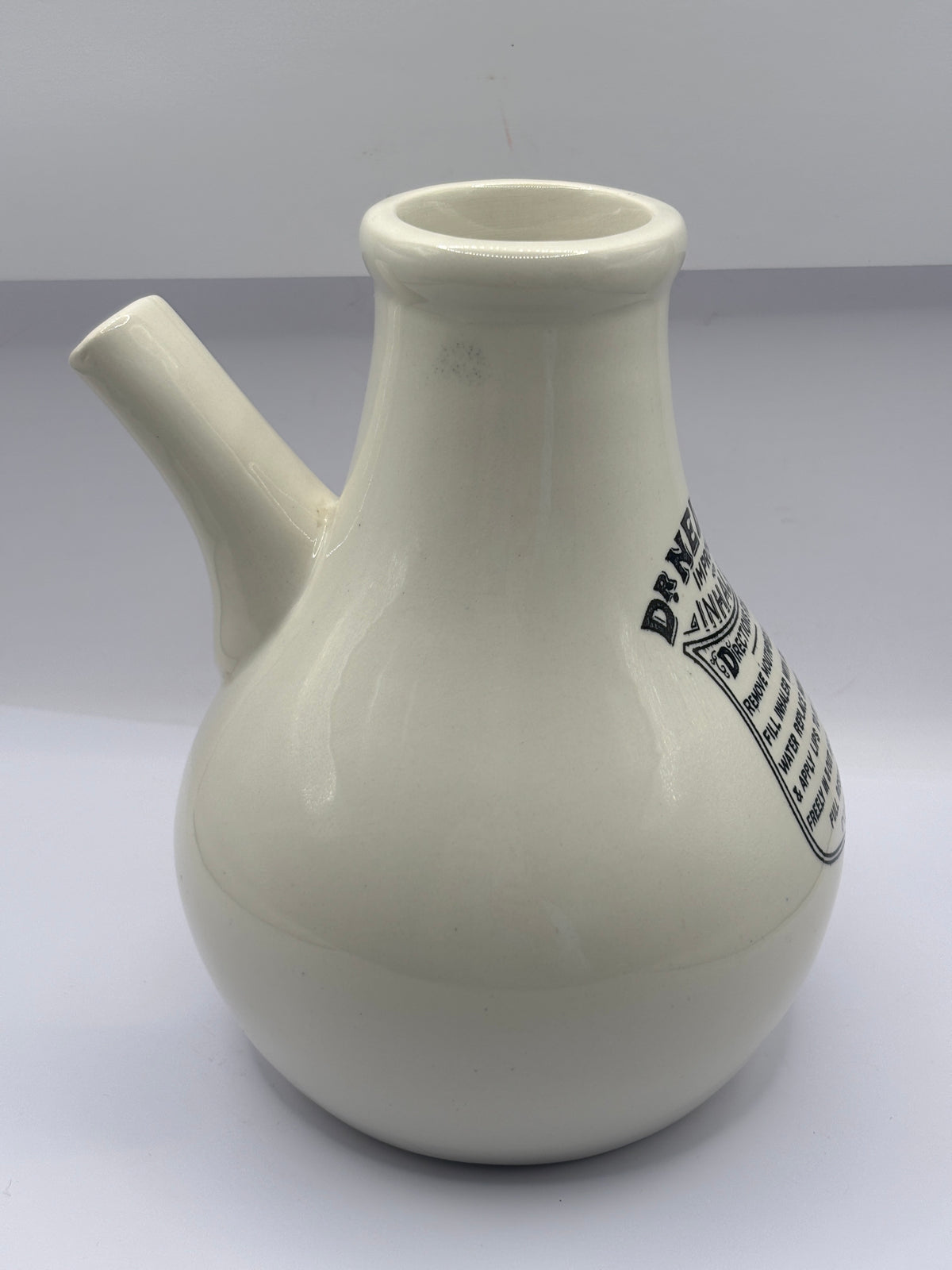 Old stoneware advertising inhaler, Dr Nelsons improved inhaler