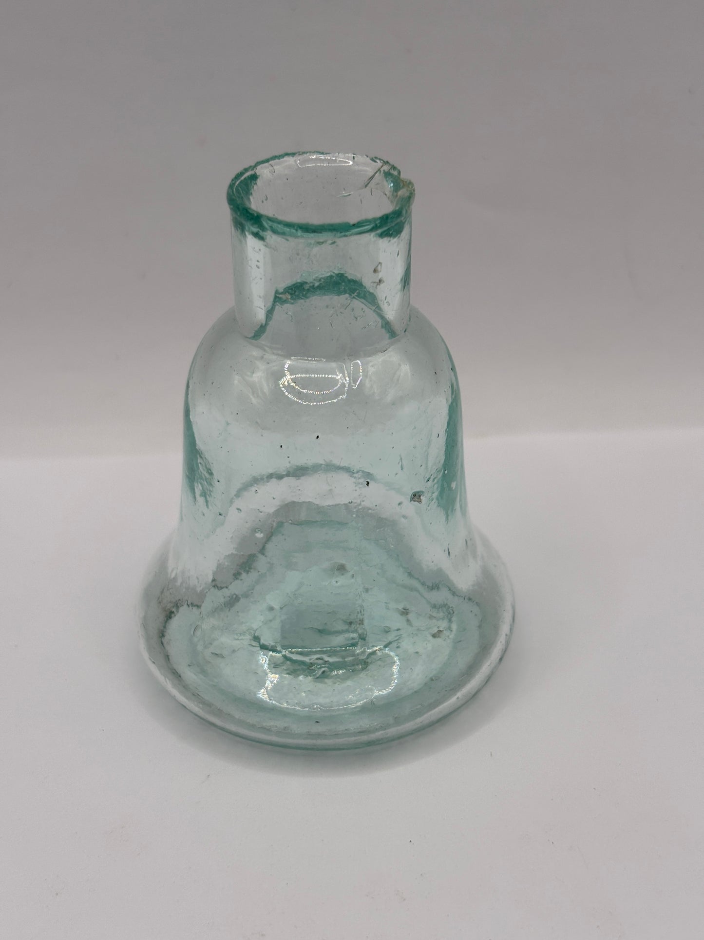 Old aqua glass inkwell, Bell ink