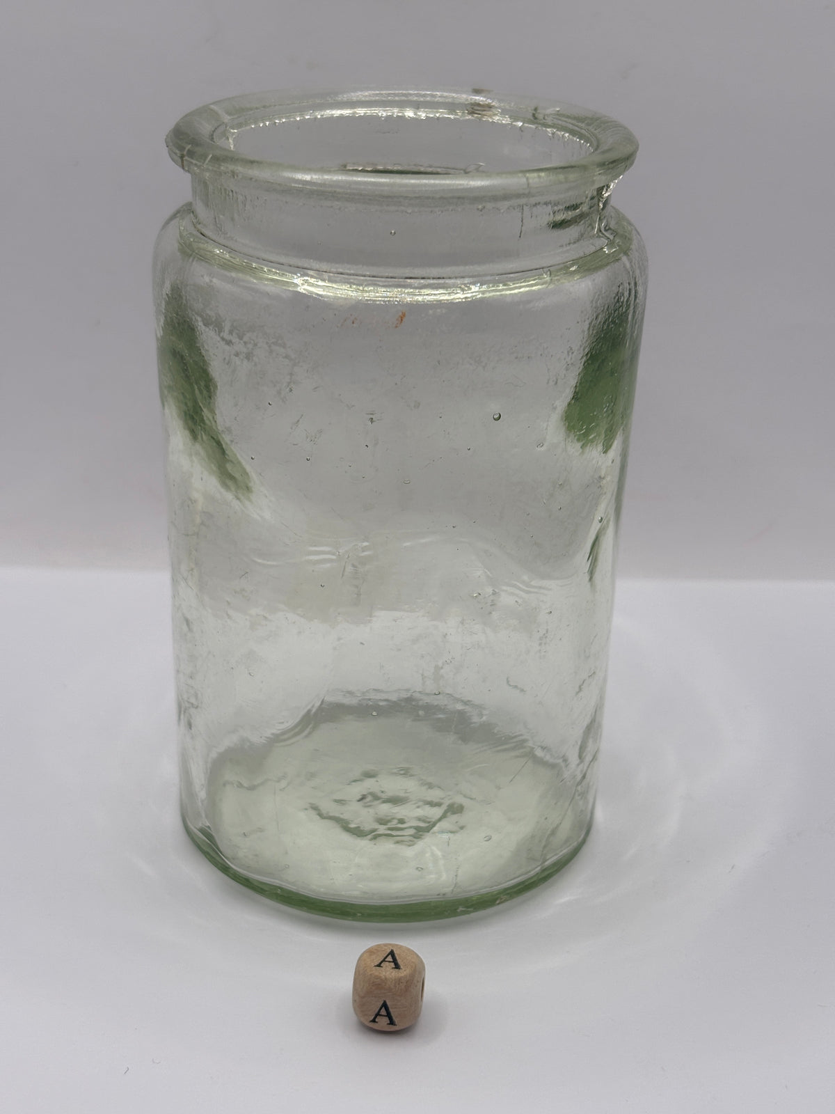 Old aqua glass pickle jar (a)