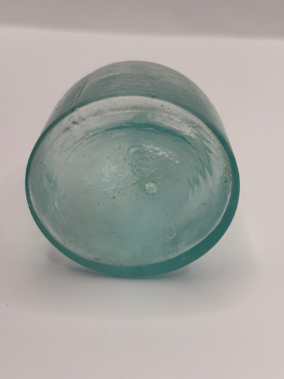 Old aqua glass igloo ink, swirly glass