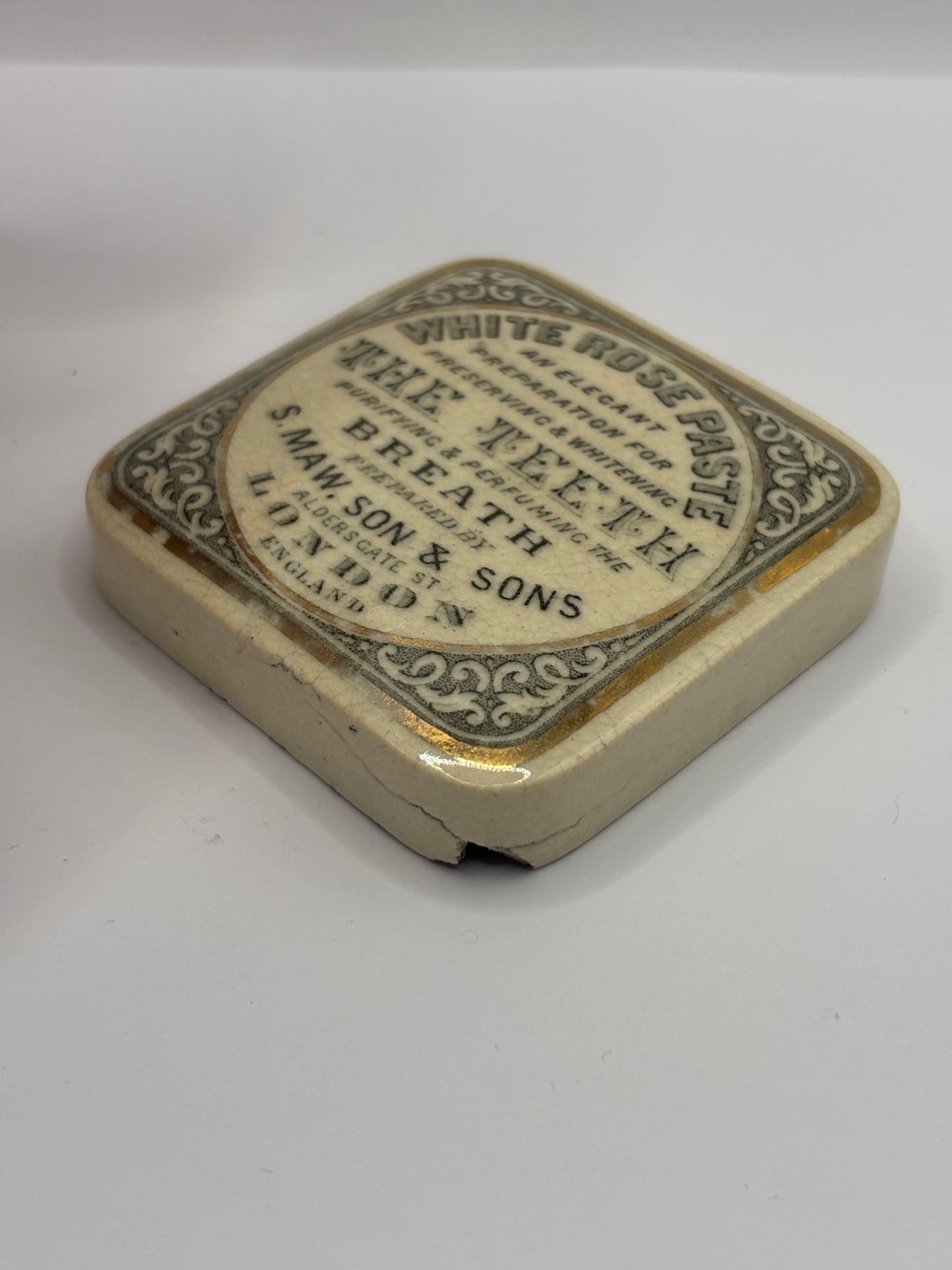 old advertising lid, White rose paste for the teeth and breath