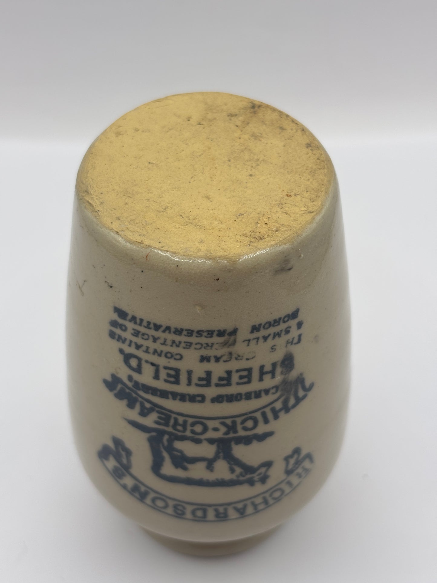 Old advertising cream pot. Richardsons thick cream, Sheffield