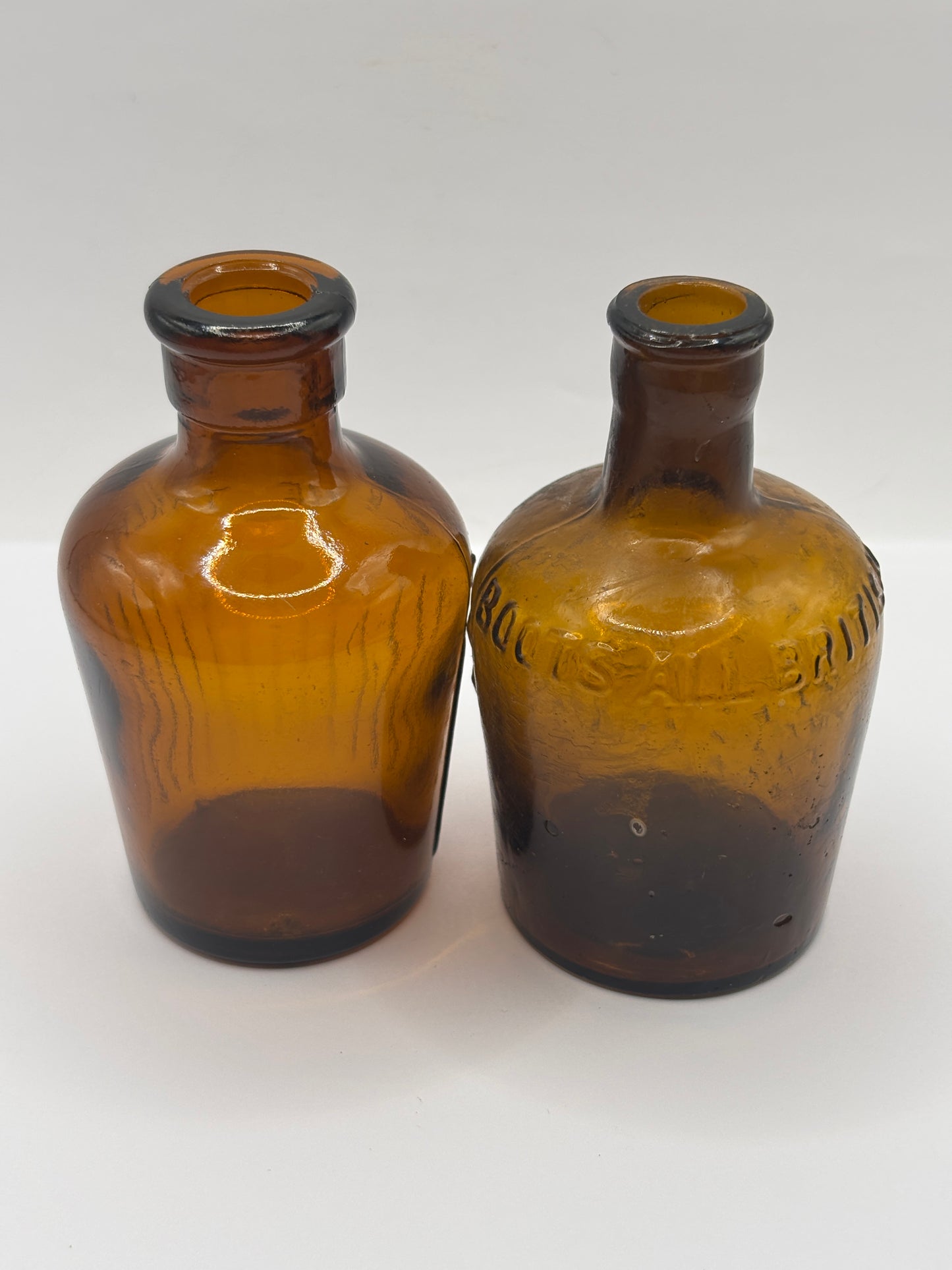 2 Old amber glass lysol bottles, Not to be taken