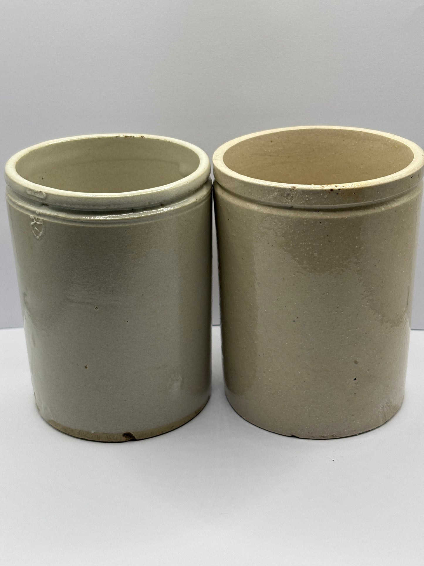 2 old stoneware jam & marmalade pots