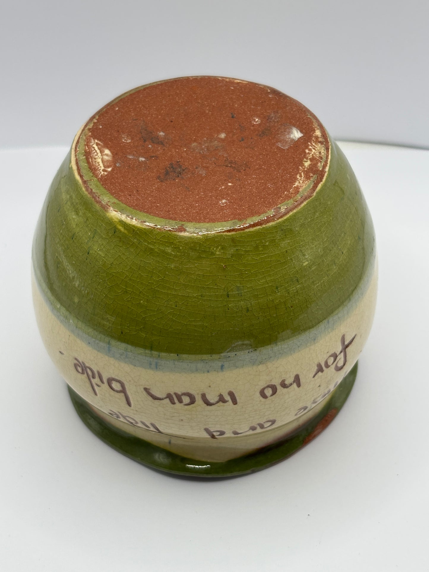 Antique Devon motto ware bowl. Time and tide…