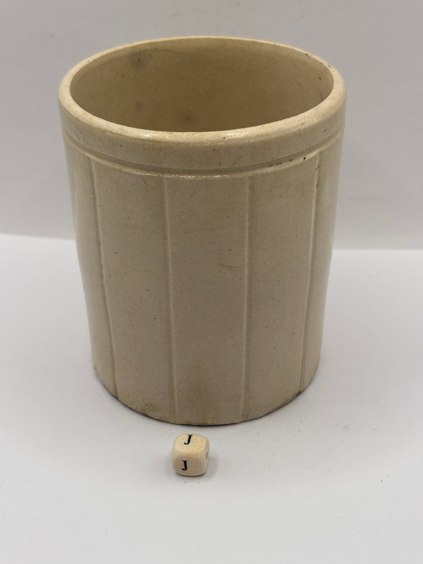Old 1lb ribbed stoneware jam pot (J) Hartley’s
