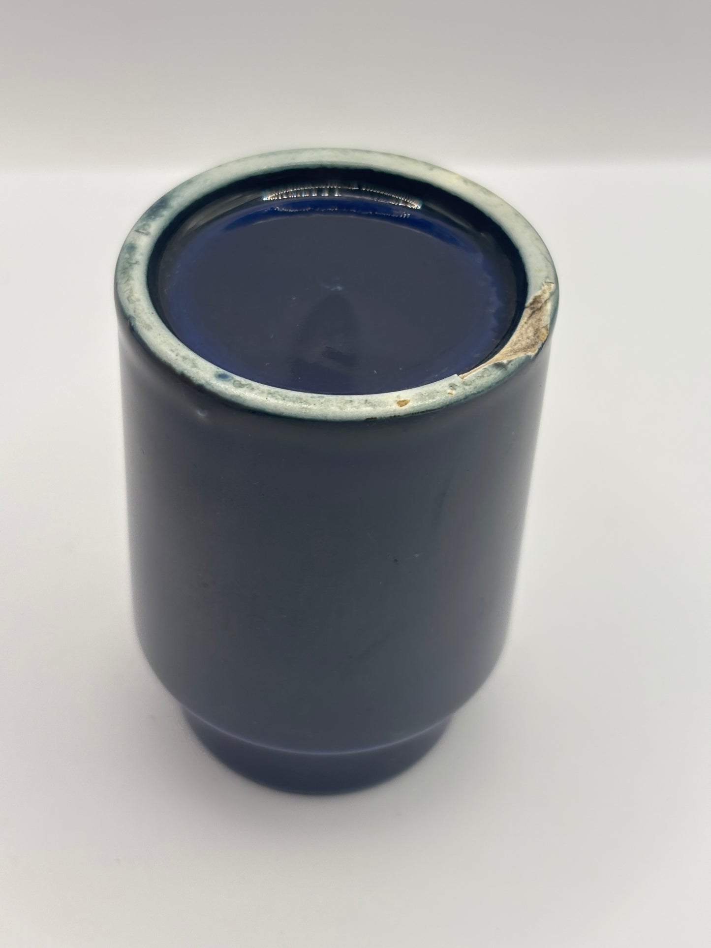 Old small blue stoneware pot