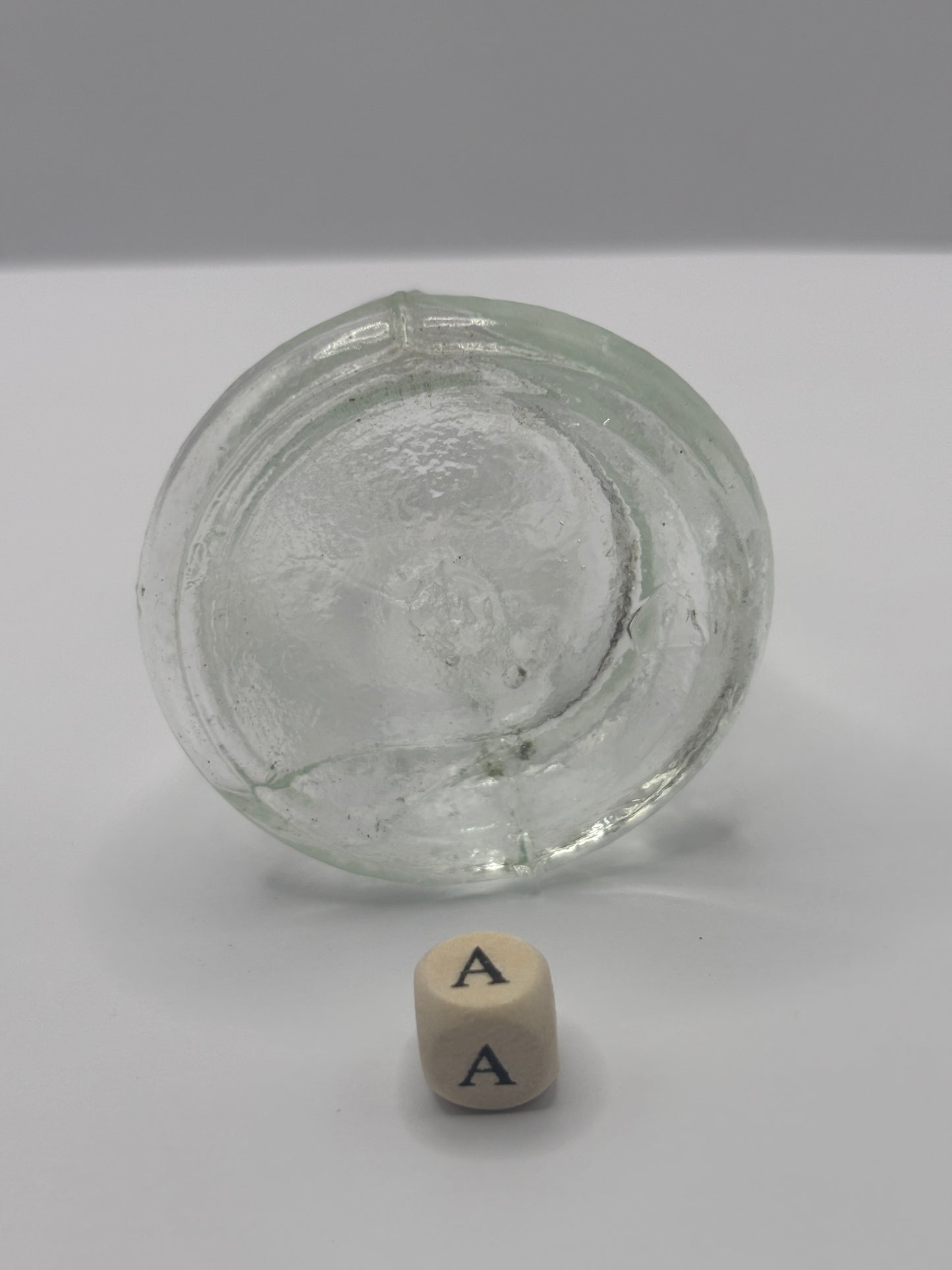 Old aqua glass bell ink, inkwell (a)