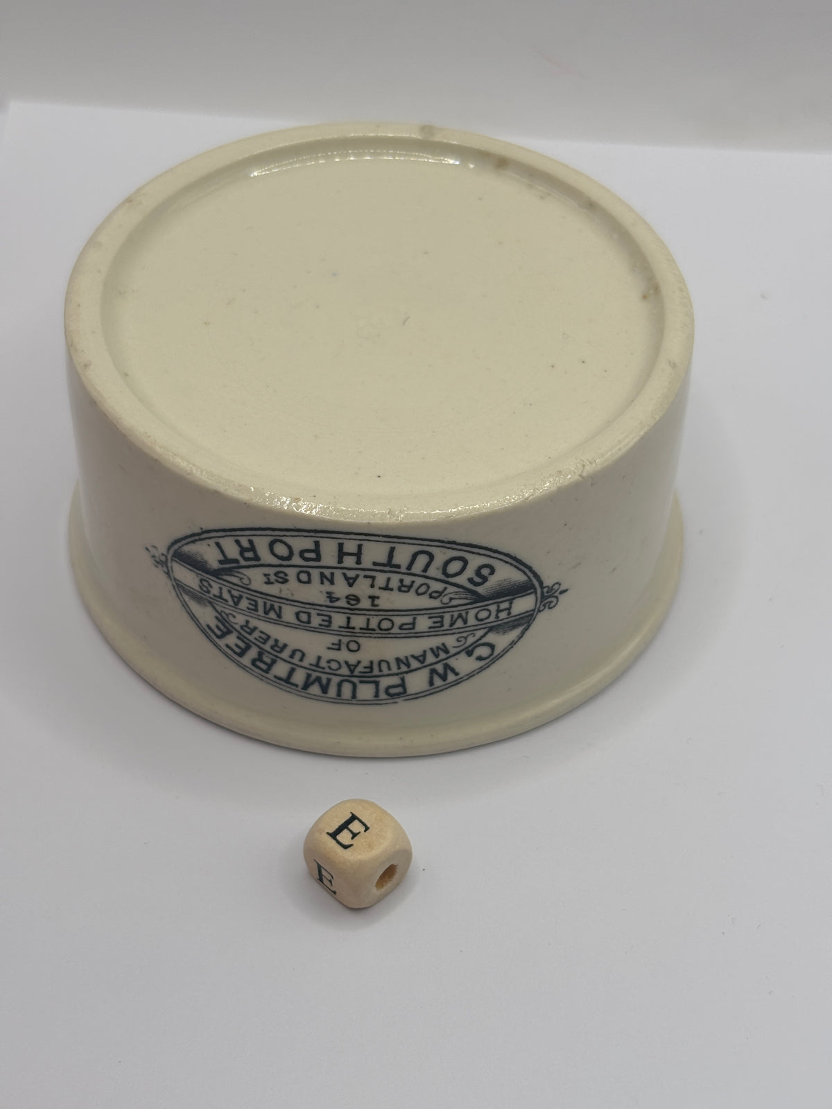 Old advertising meat paste pot, Plumtree home potted meats (E)