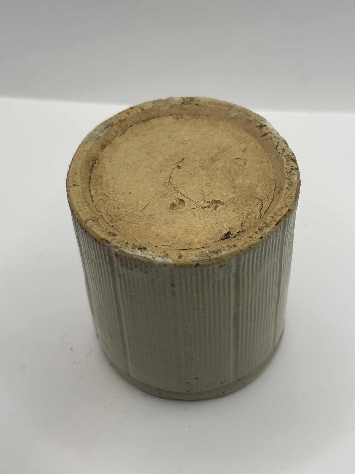 Old small ribbed stoneware jam pot