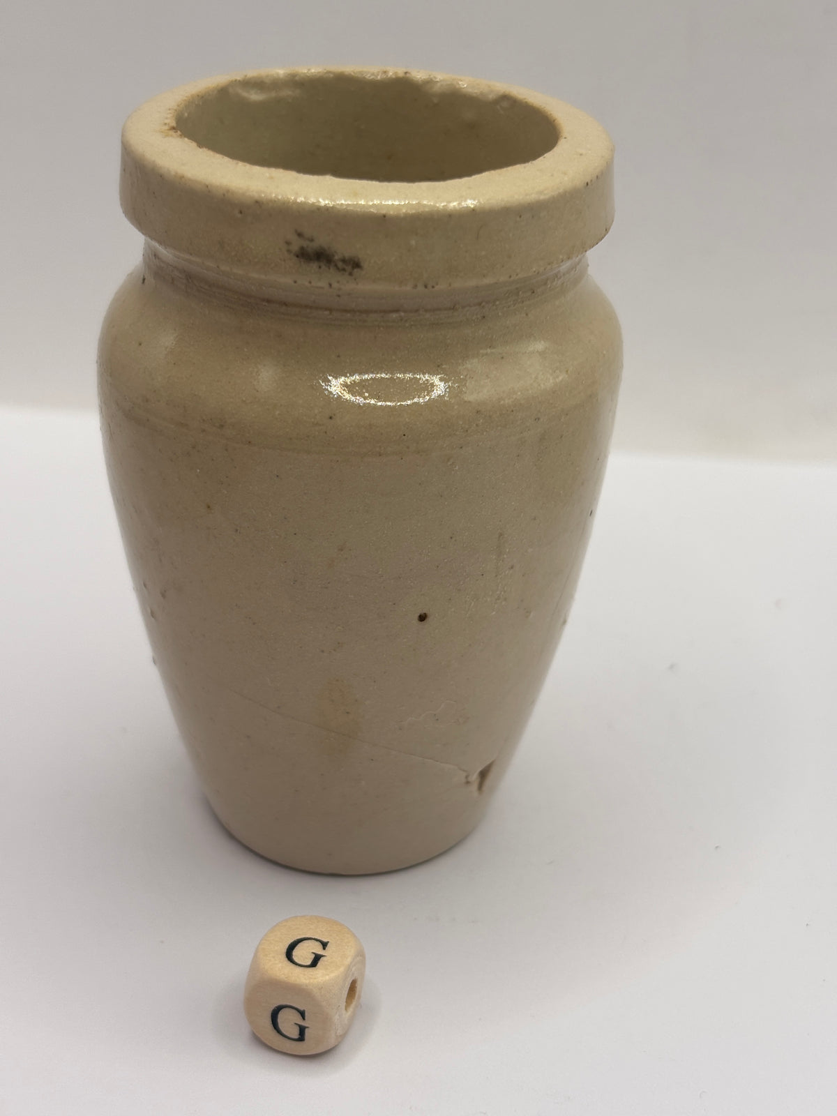 Old advertising stoneware Virol pot, 7.5cm (G)