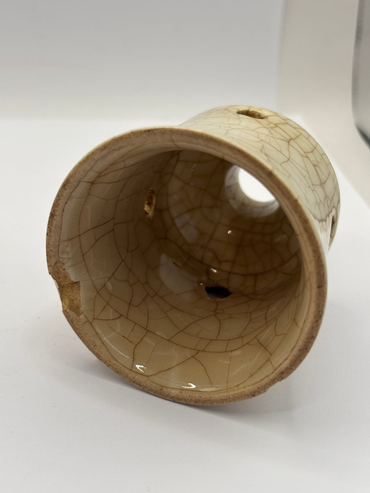 Old stoneware pie funnel, The Gourmet pie cup
