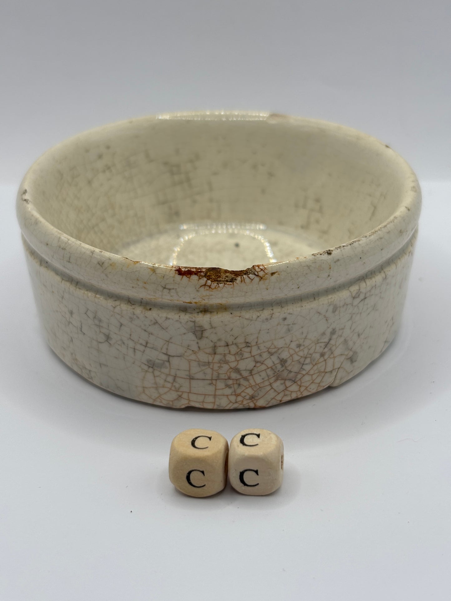 Old plain stoneware meat paste pot, potted meat (CC)