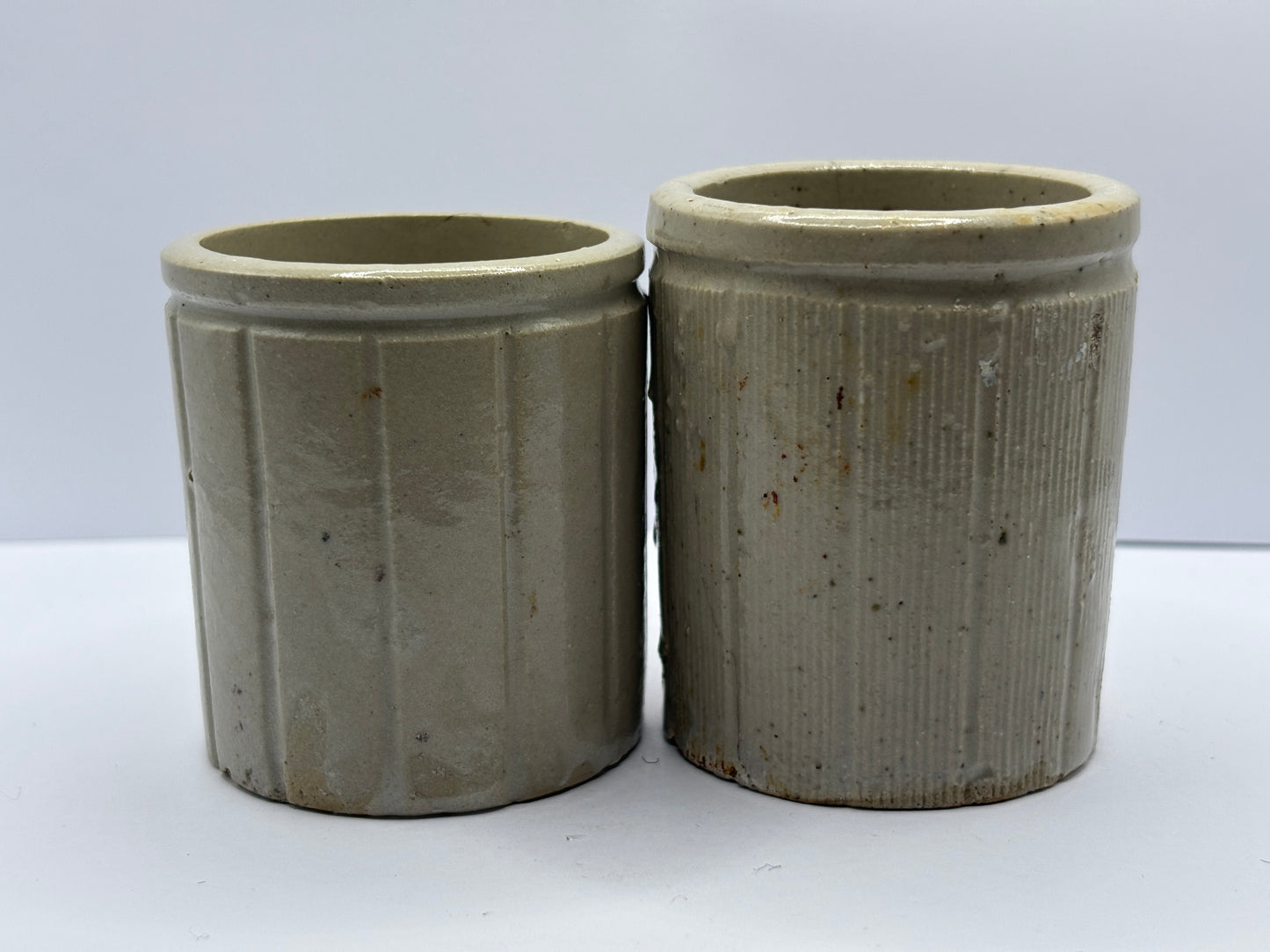 2 small stoneware jam pot