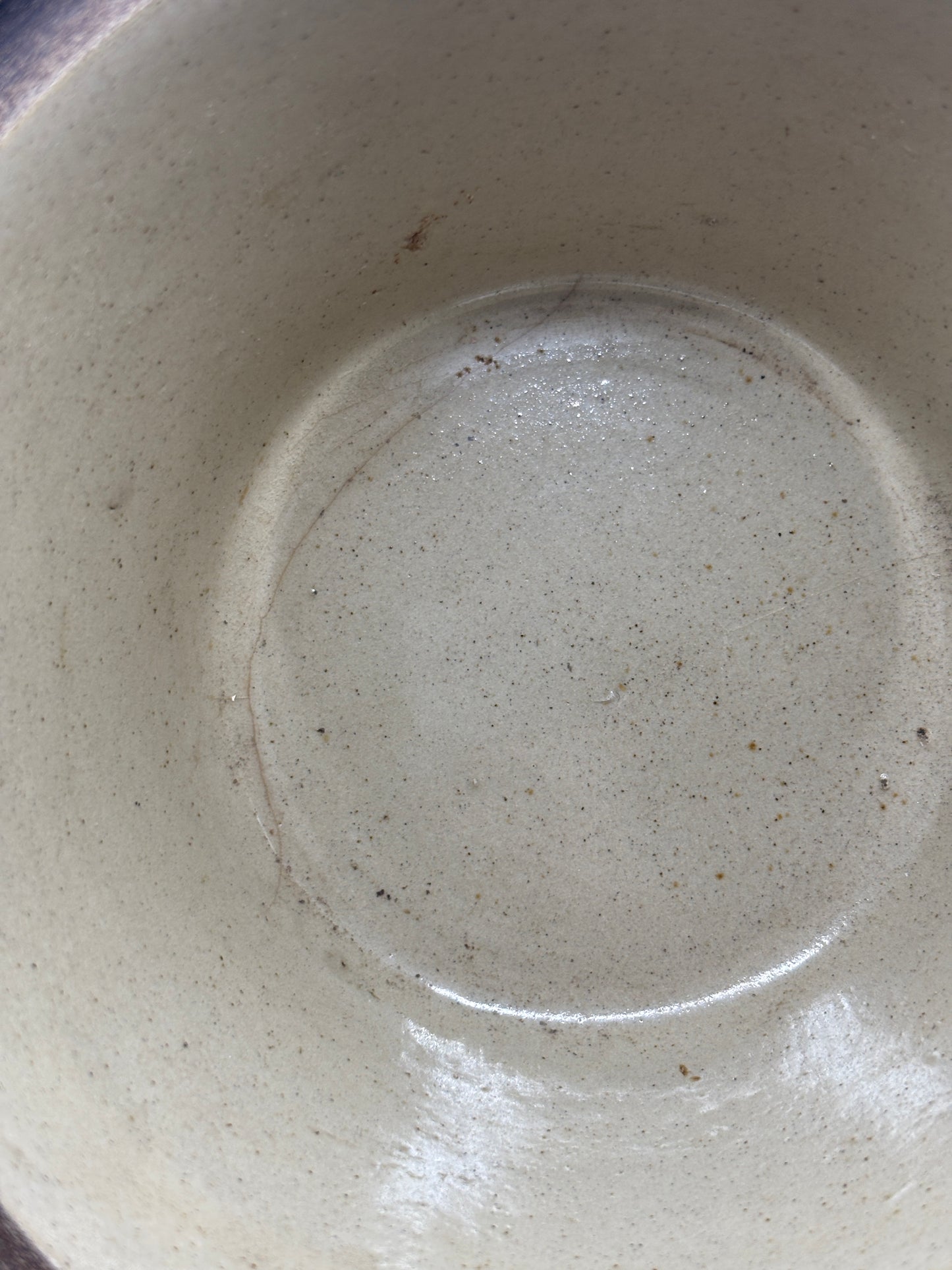 Old large brown stoneware bowl