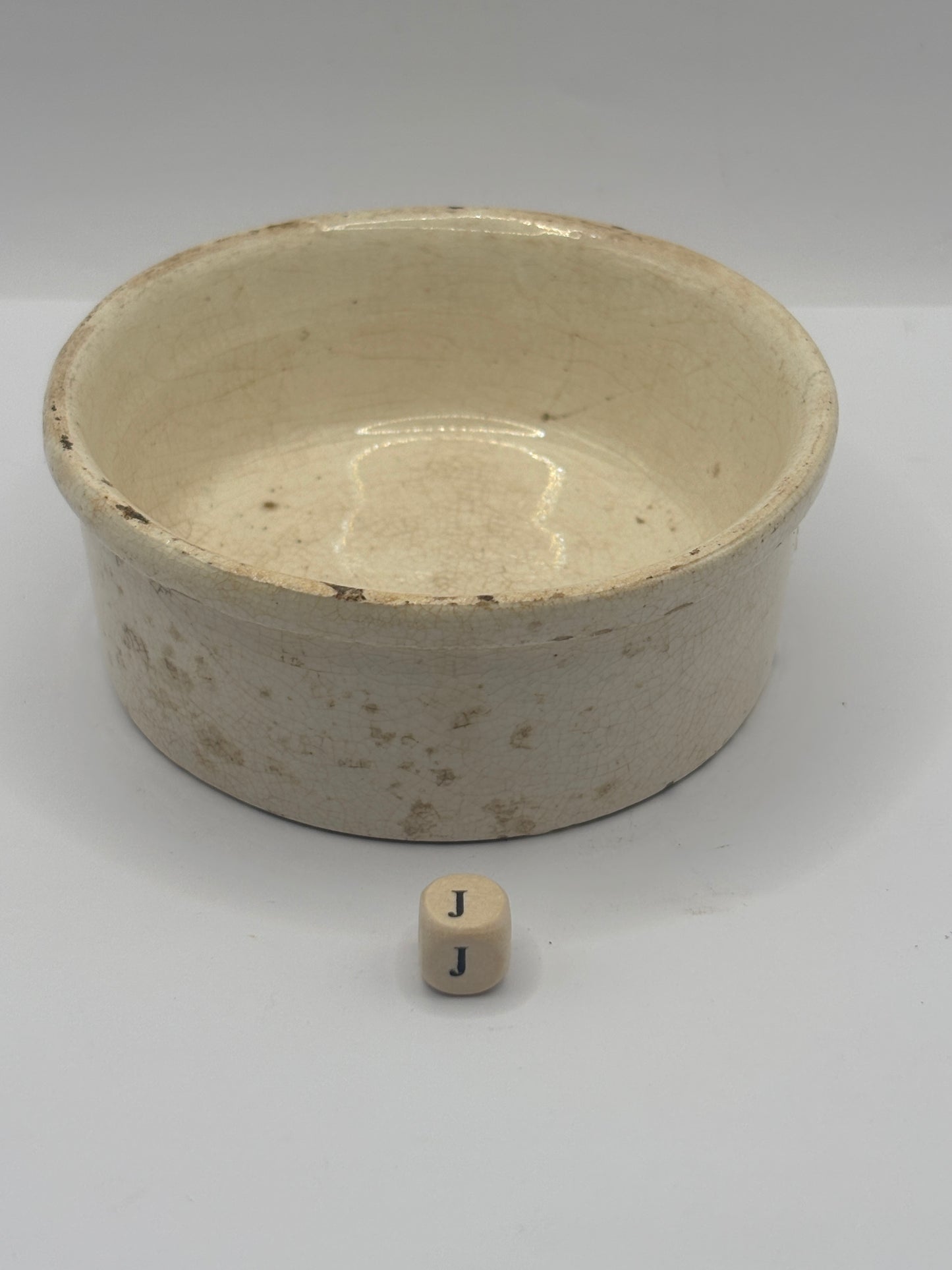 Old plain stoneware meat paste pot, potted meat (J)