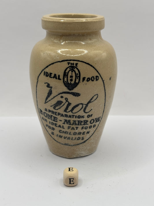 Old stoneware advertising Virol jar (e) 10.5cms